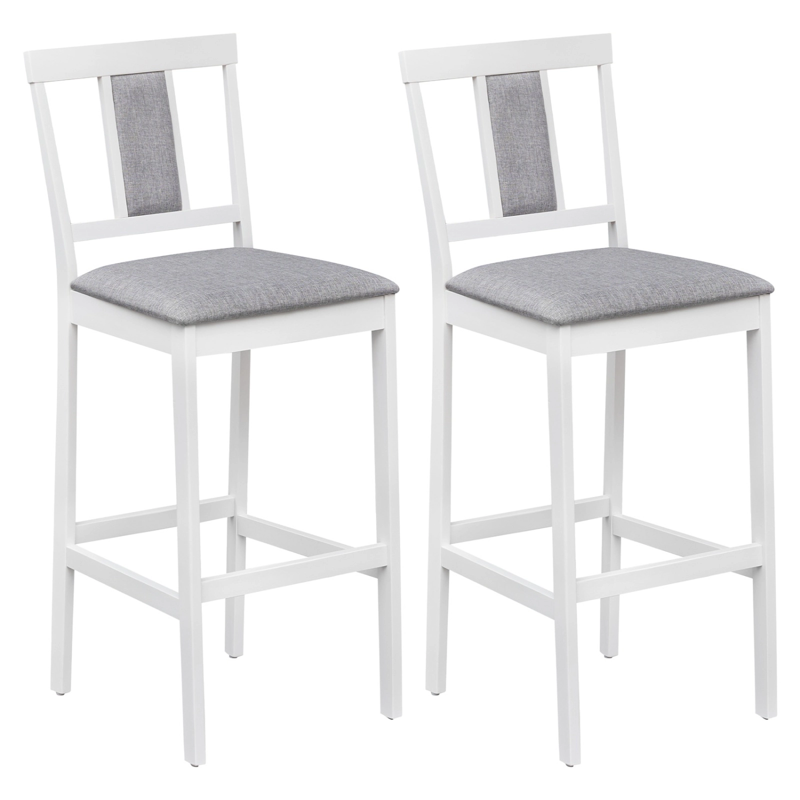 SUGIFT Set of 2 Solid Rubber Wood Frame and Linen Seat 29.5-in Seat H 300-lb Rated Bar Height Stools White