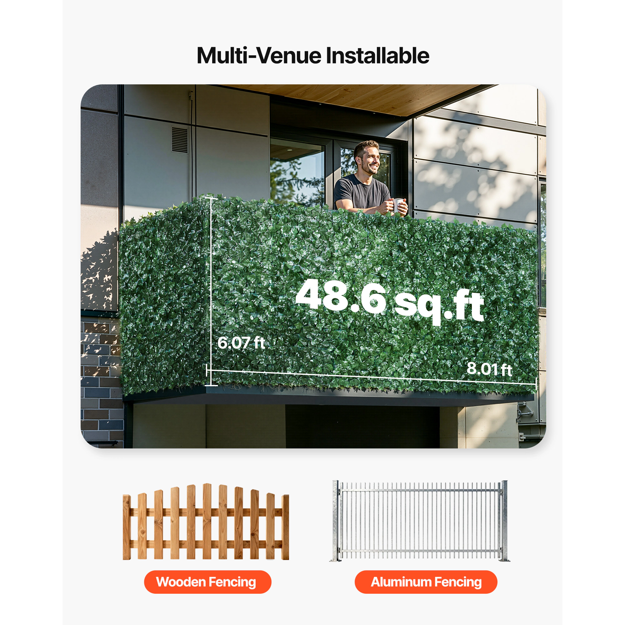 HONGGE Ivy Privacy Fence Artificial Green Wall Screen Greenery Ivy Fence Mesh Cloth Backing and Strengthened Joint Faux