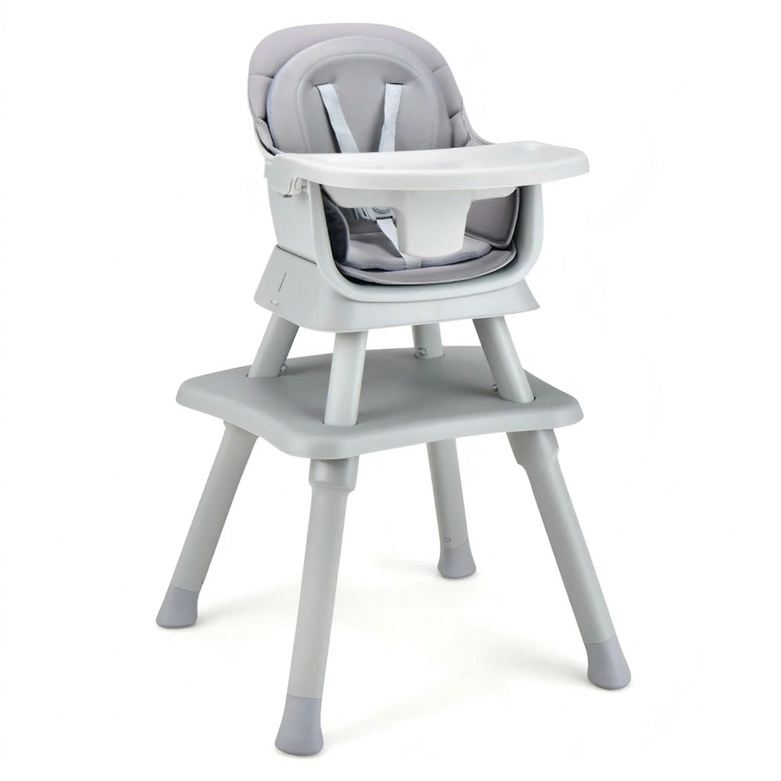 SUGIFT 6-in-1 Convertible Baby High Chair with Adjustable Removable Tray 55-lb Capacity Ages 6-36 Months Gray