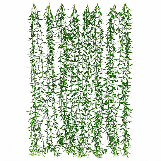 Home Collection Pack of 10 Artificial Weeping Willow Hanging Vines with Green Leaves