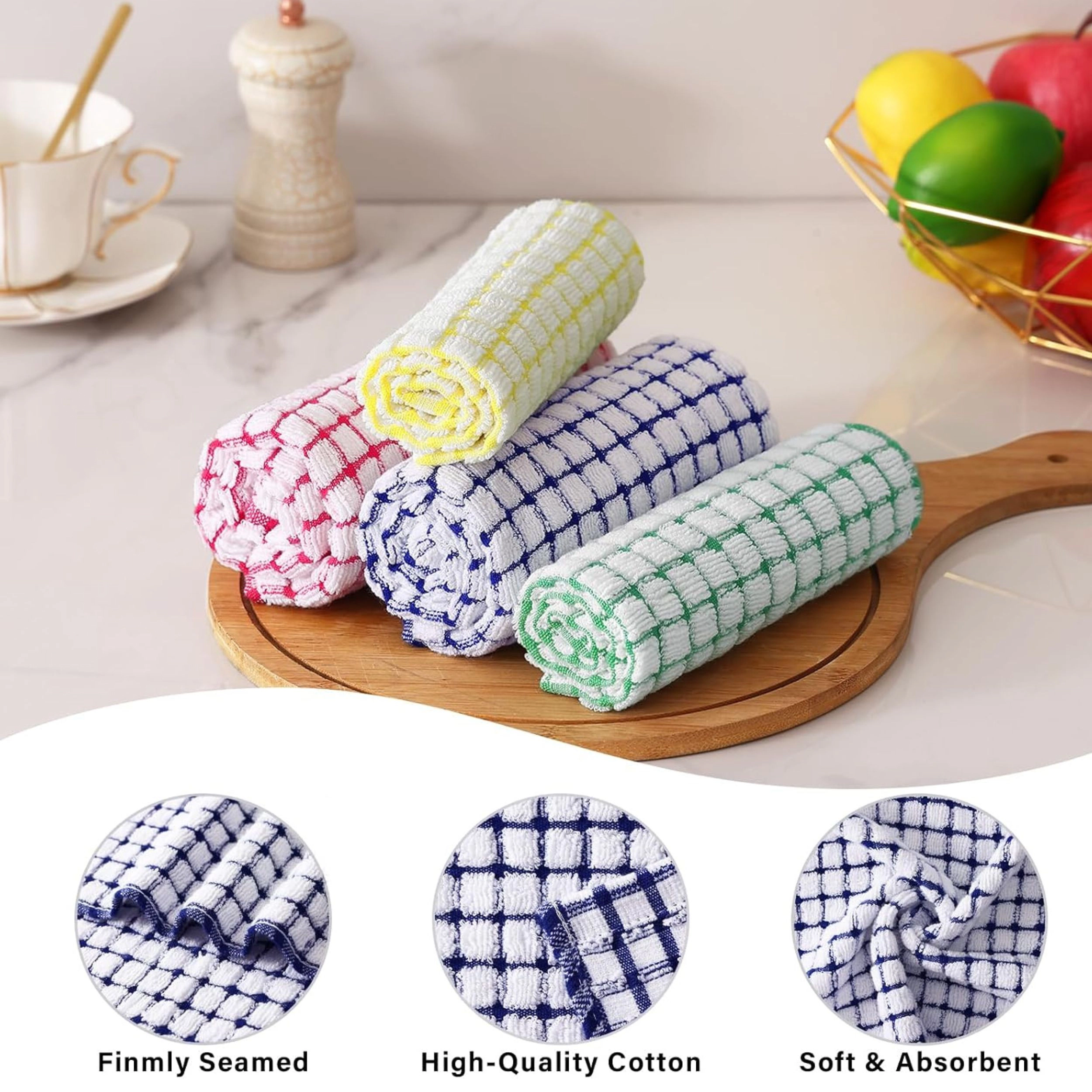 Stock Preferred Pack of 10 Cotton Absorbent Kitchen Dish Cloths 12x12 Inch