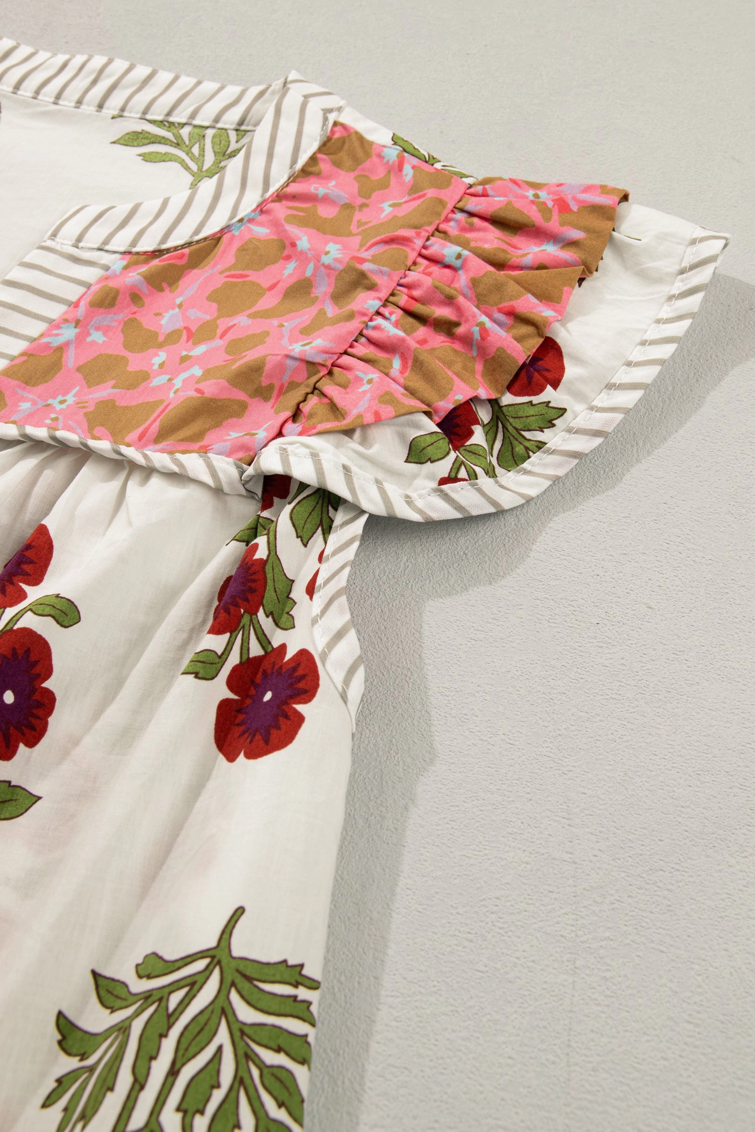 Threaded Pear Zora Trim Flutter Cotton Blouse