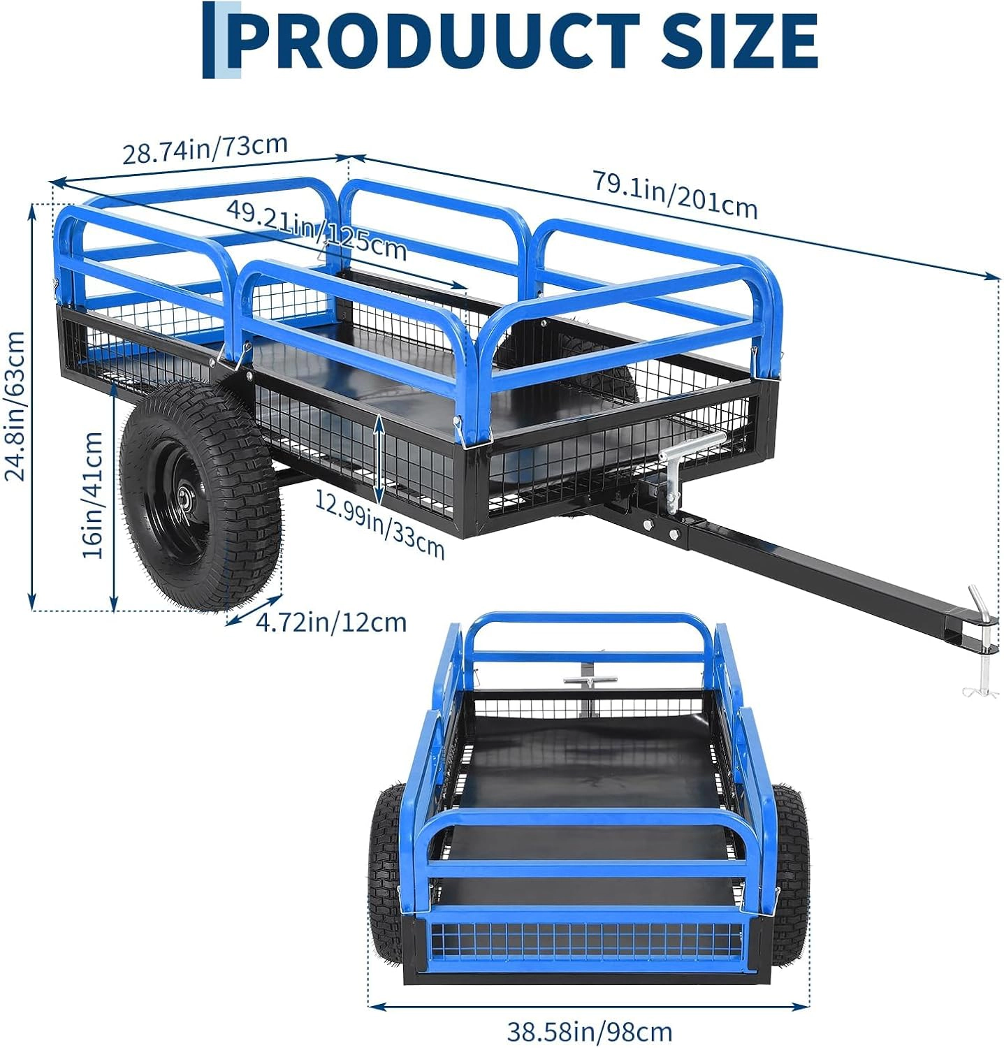 1500LB Heavy Duty ATV/UTV Dump Trailer, Towable Garden Wagon Cart for Lawn Tractor & Mower