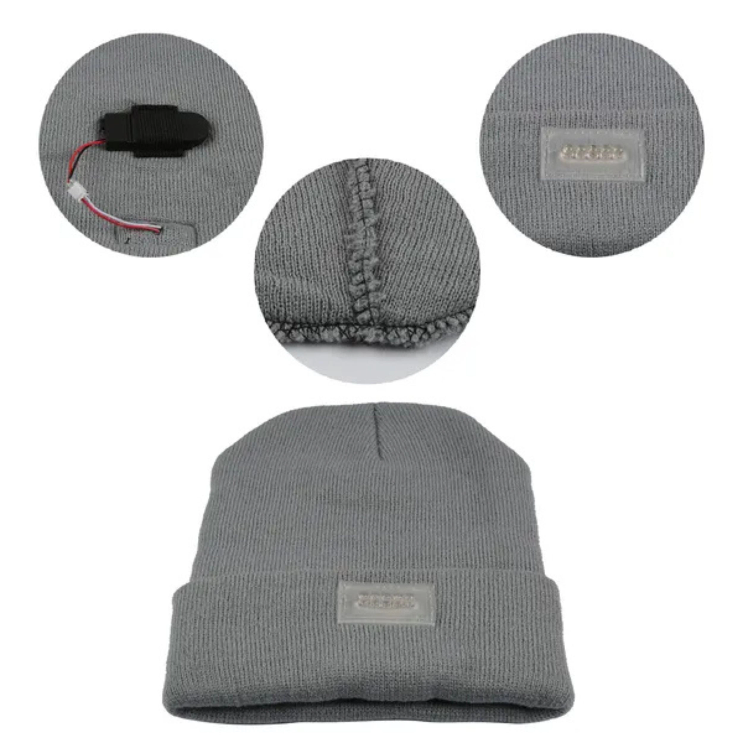SS Design Unisex 5 LED Knitted Beanie Winter Warm Headlamp Hat Grey