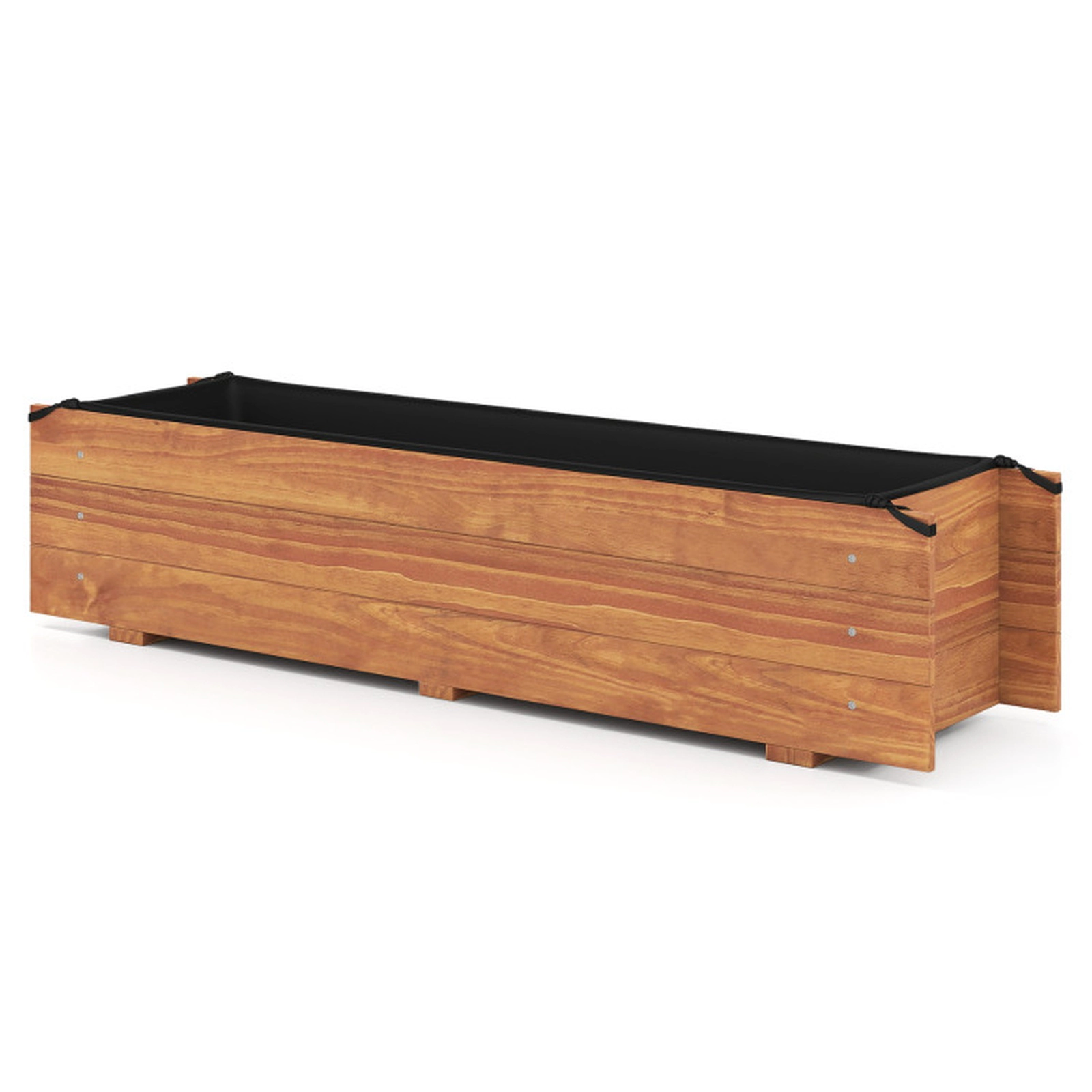 SUGIFT Wooden Raised Garden Bed Elevated Rectangular Planter Box 132-lb Capacity 44-in Long Pine Wood Orange