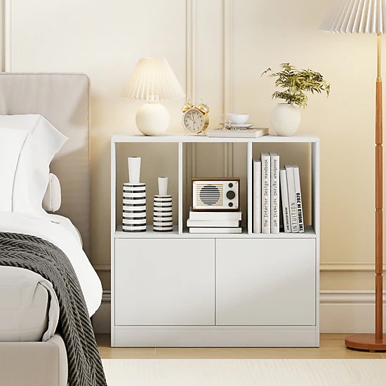 SUGIFT 3-Cube Black Bookcase with Enclosed Cabinet Compartment 27.5-in W 27.5-in H 33-lb Per Cube