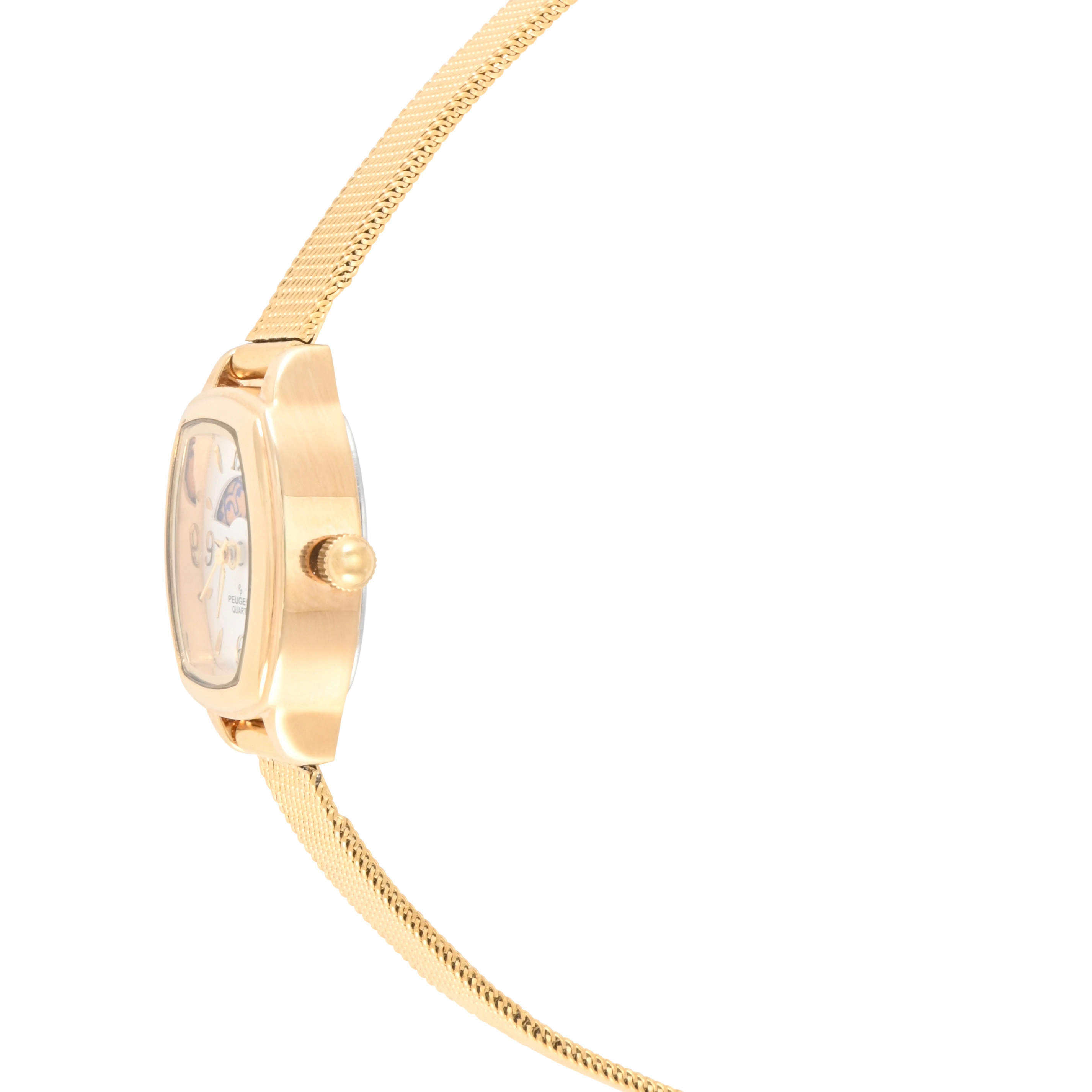 Peugeot Women's White Dial Sun Moon Watch 30x20mm Mesh Bracelet