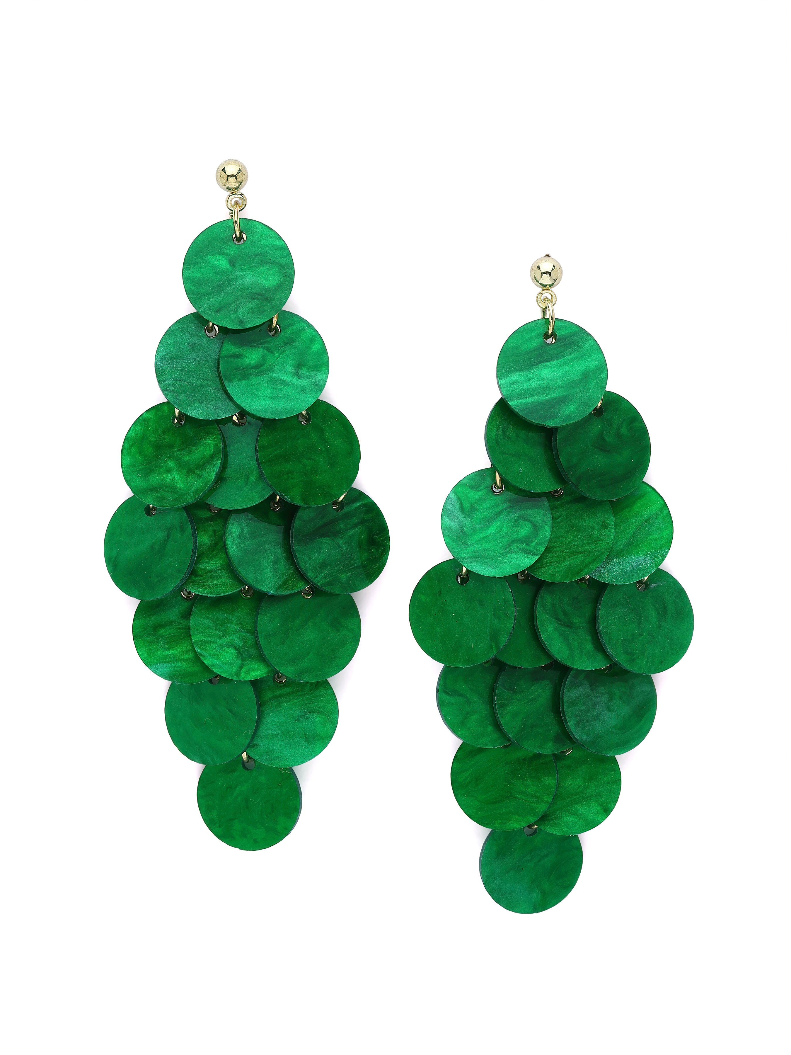 AGP PARIS Womens Natural Shell Disc Cascade Drop Earrings