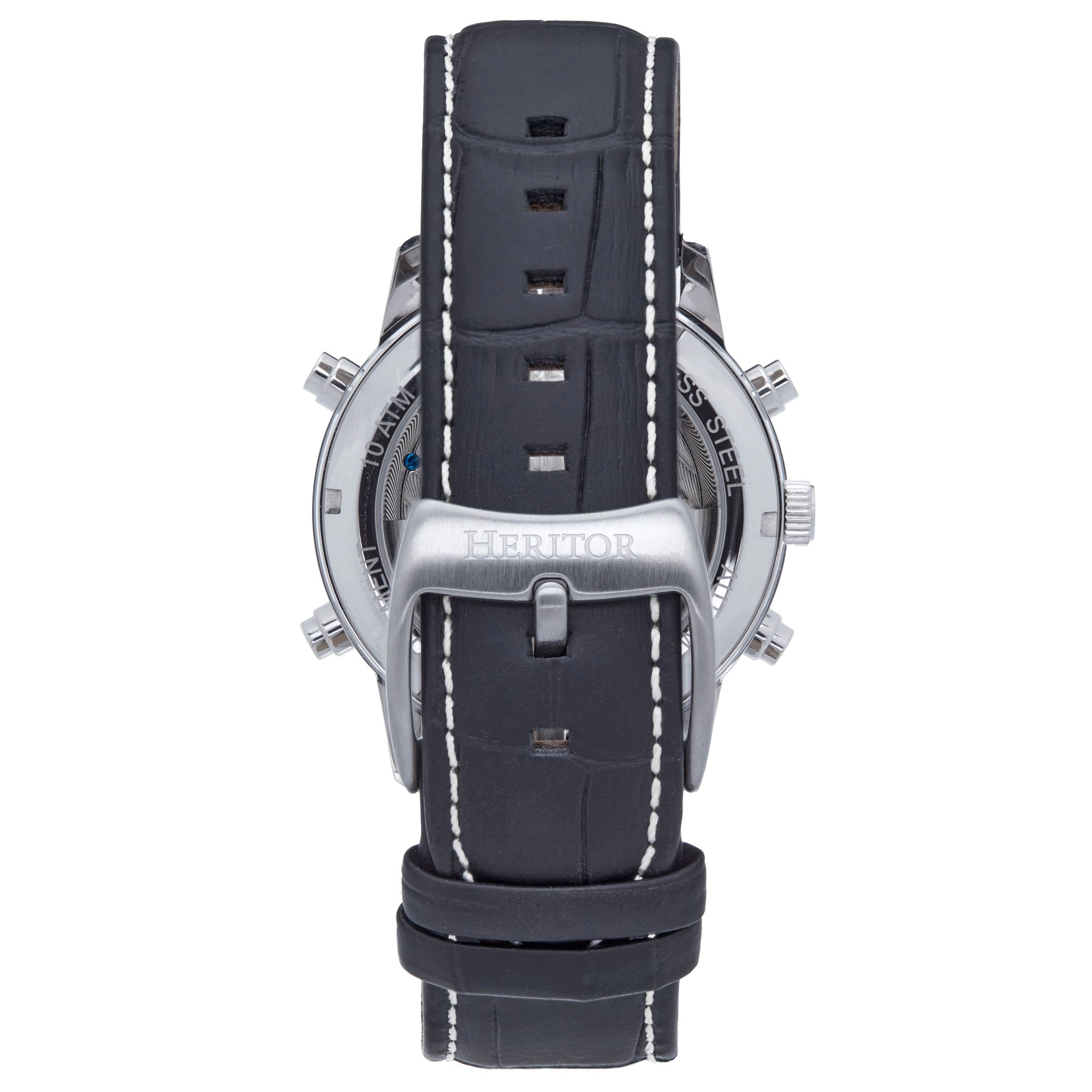 Heritor Automatic Wilhelm Semi-Skeleton Leather-Band Watch w/Day/Date
