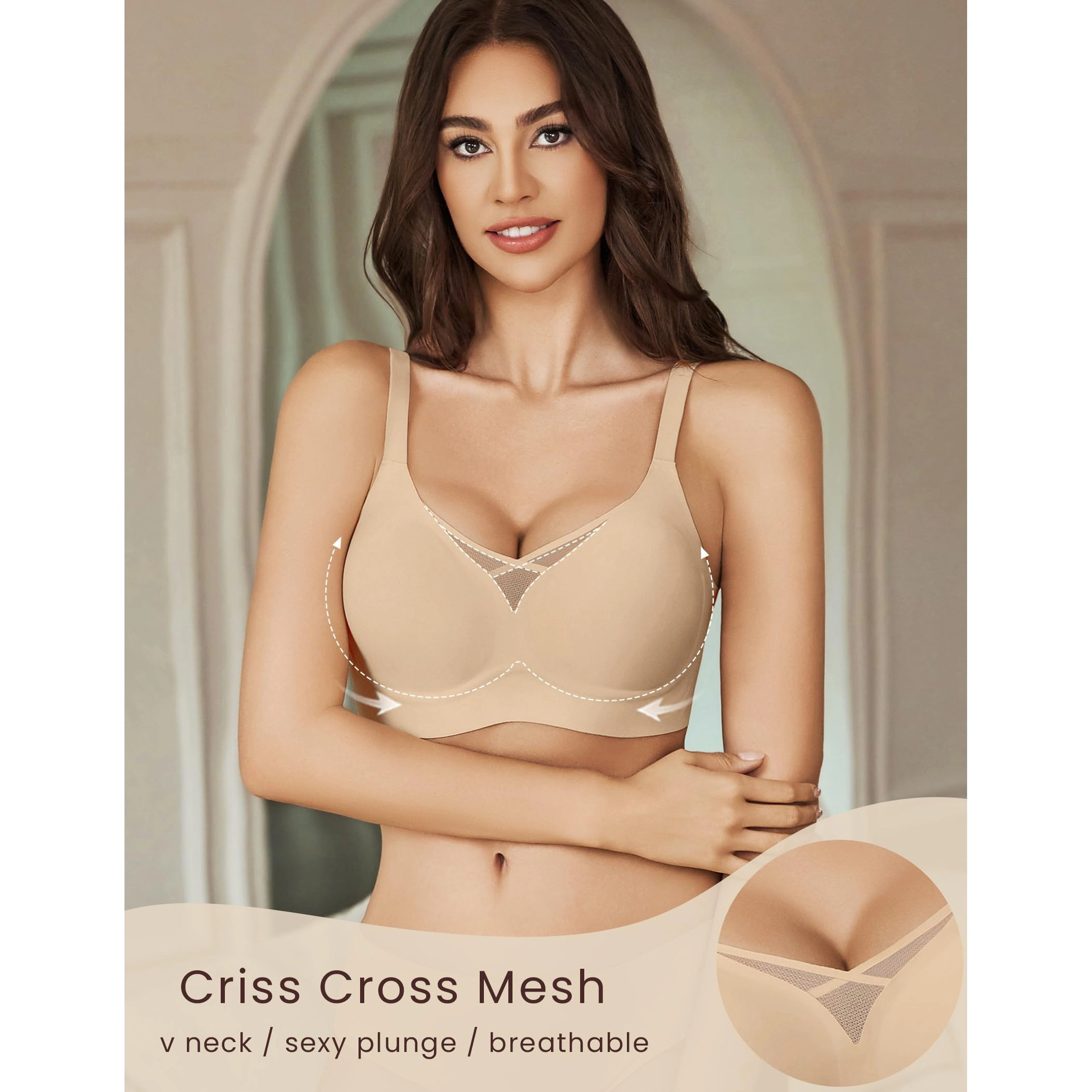 Avidlove Women's Seamless Mesh Crossover Wireless Bralette