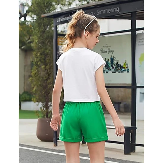 Arshiner Girls Clothes Summer Outfits Piece Set Drop Shoulder Short Sleeve Shirts And Paperbag