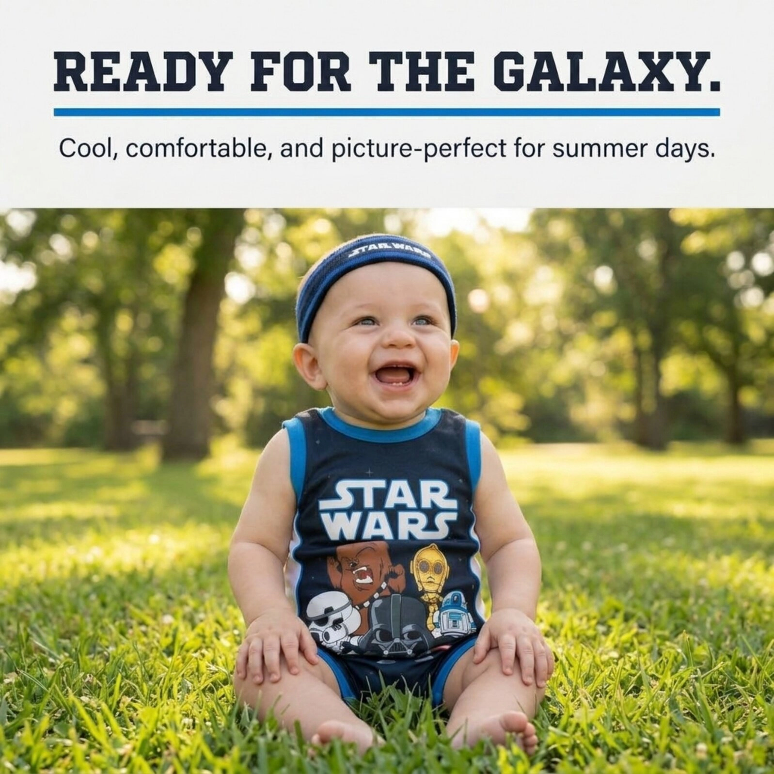 Star Wars Baby Boys' Athletic Sleeveless Romper and Sweatband Set