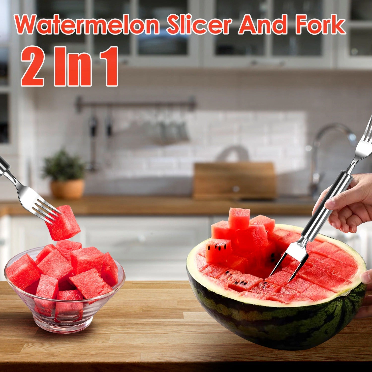 GBruno 2-in-1 Stainless Steel Watermelon Slicer, 5 Pcs