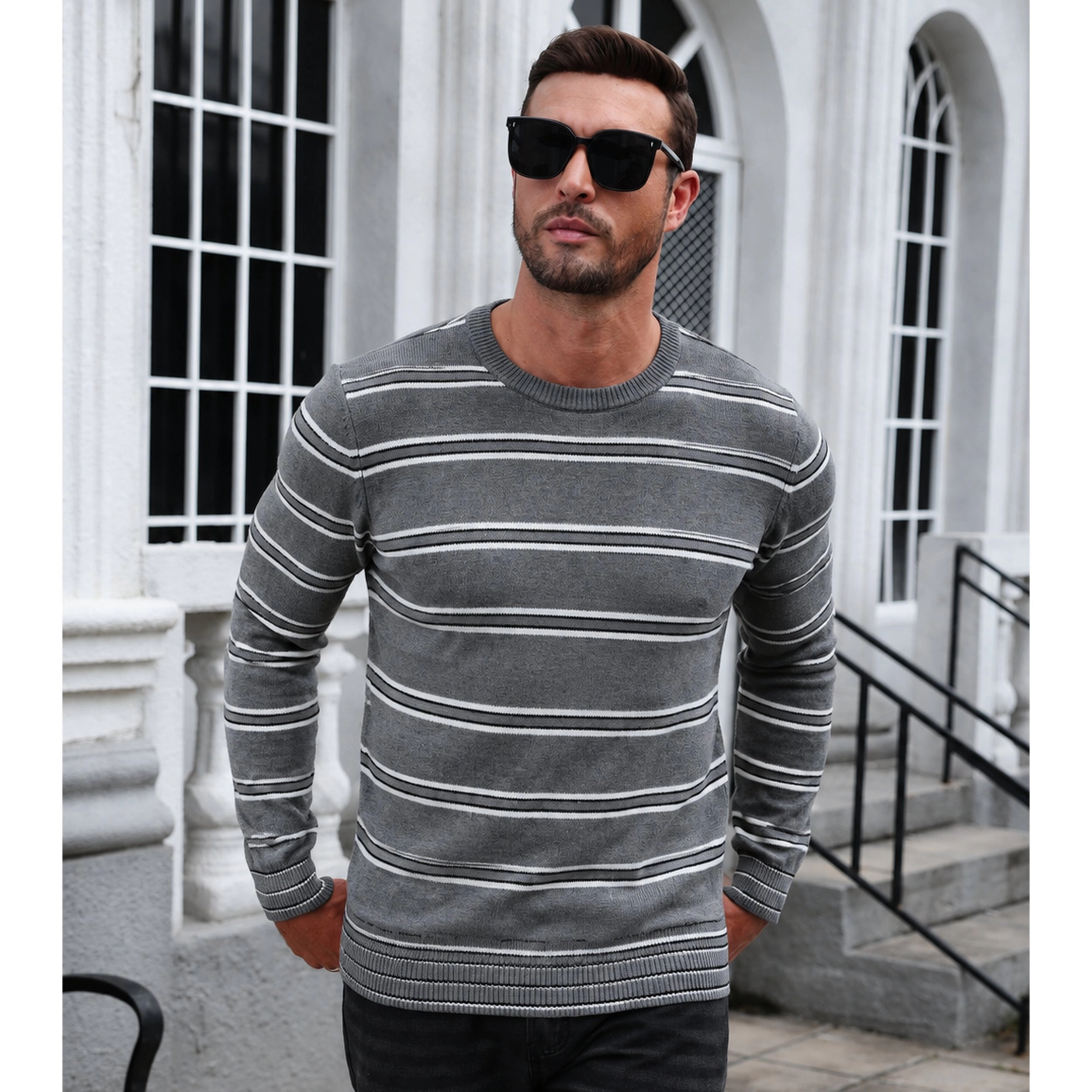 COOFANDY Men's Regular Fit Crew Neck Long Sleeve Pullover Sweater