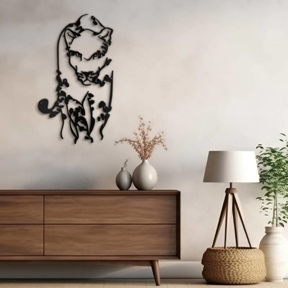 Granny Furni Antic Unisex Leopard Sculpture Metal Wall Art