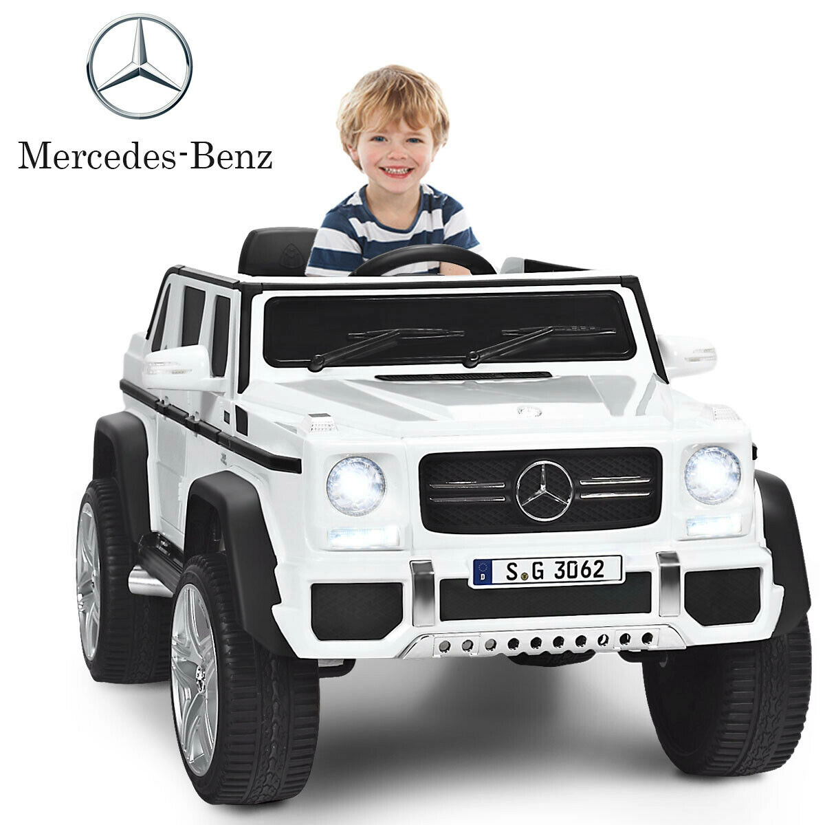 SUGIFT 12V Licensed Mercedes-Benz Maybach Kids Ride On Car 66-lb Capacity Ages 3-6 Remote Control LED Lights White
