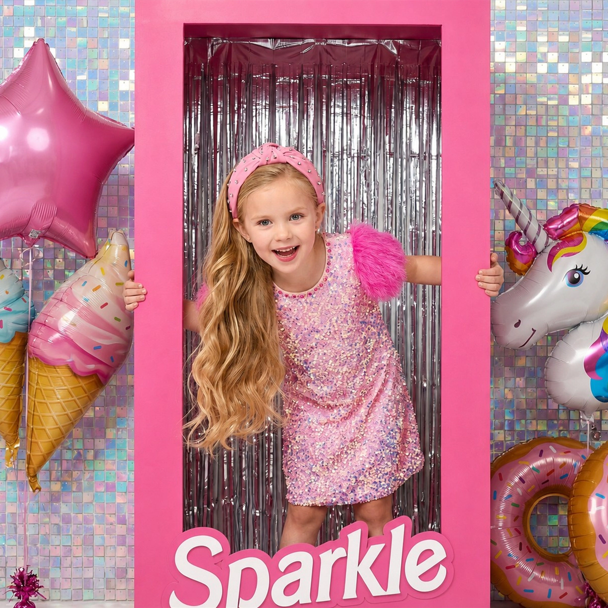 2Bunnies Girls' Sequin Faux-Feather Sleeve Dress with Rhinestone Neckline