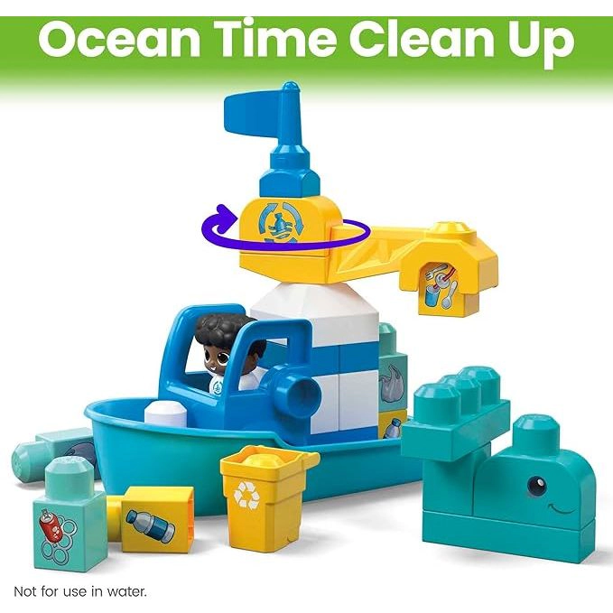MEGA BLOKS Fisher-Price Ocean Time Green Town 70-Piece Eco Play Set