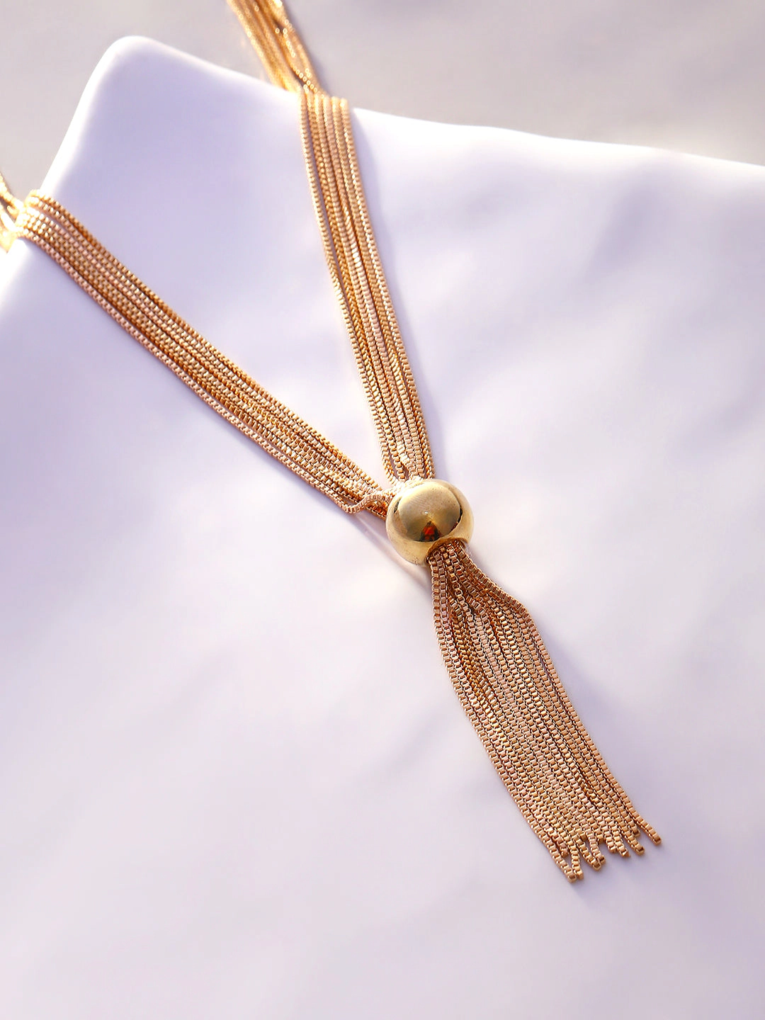SOHI Women's The Ballchain Lariat Necklace - California Gold