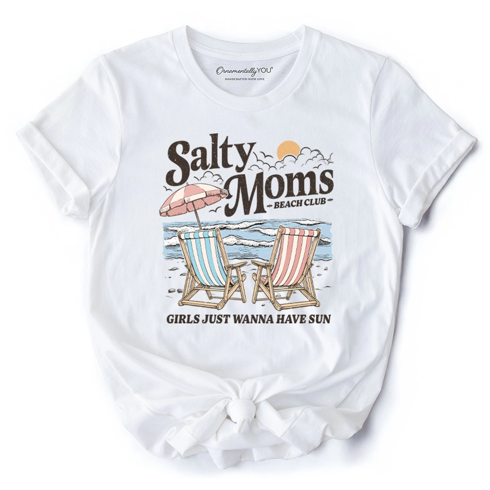 OrnamentallyYou Womens Salty Moms Beach Club T-Shirt