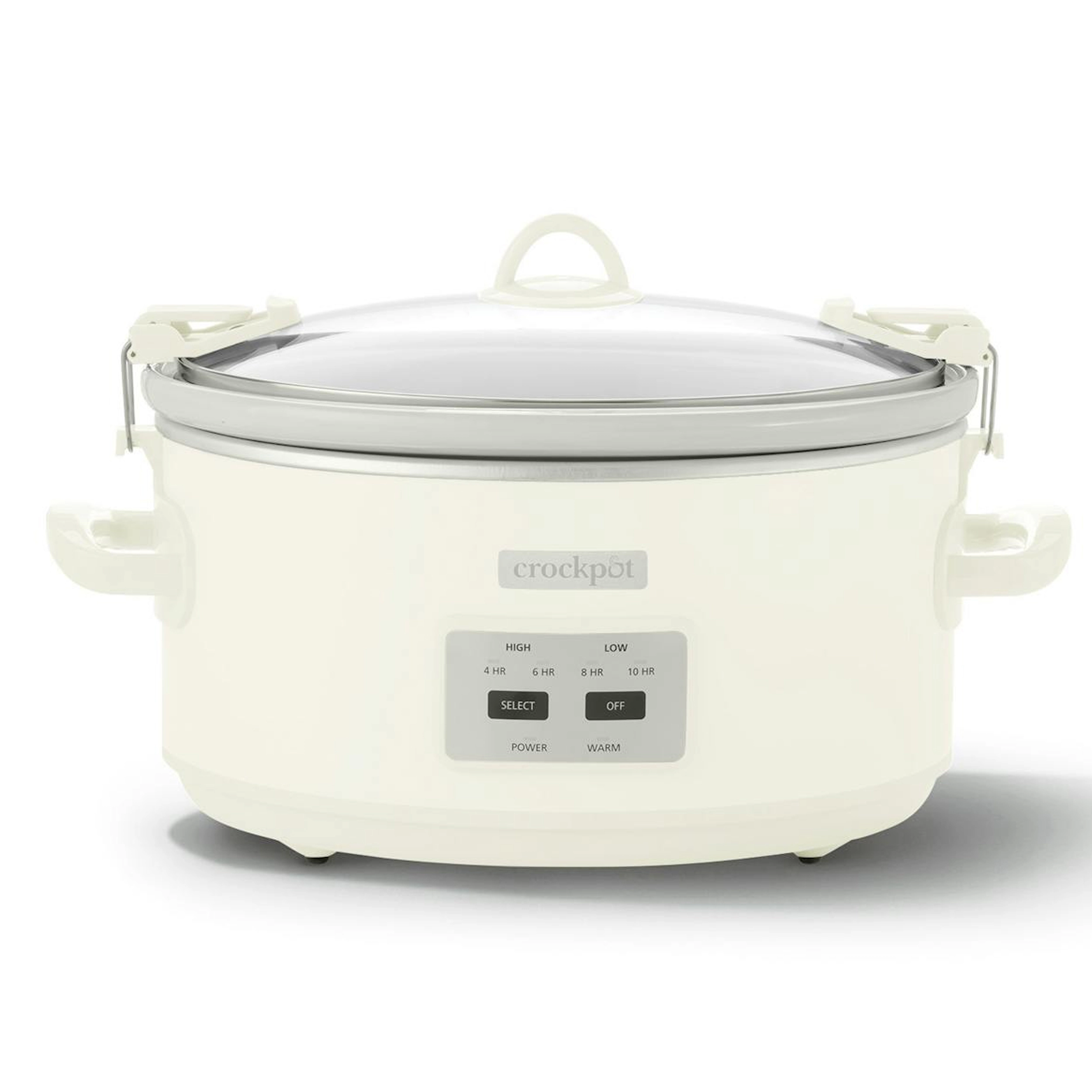 Crock Pot 7 Quart Oval Electric Programmable Slow Cooker With Thermal Bag in Oatmilk Cream