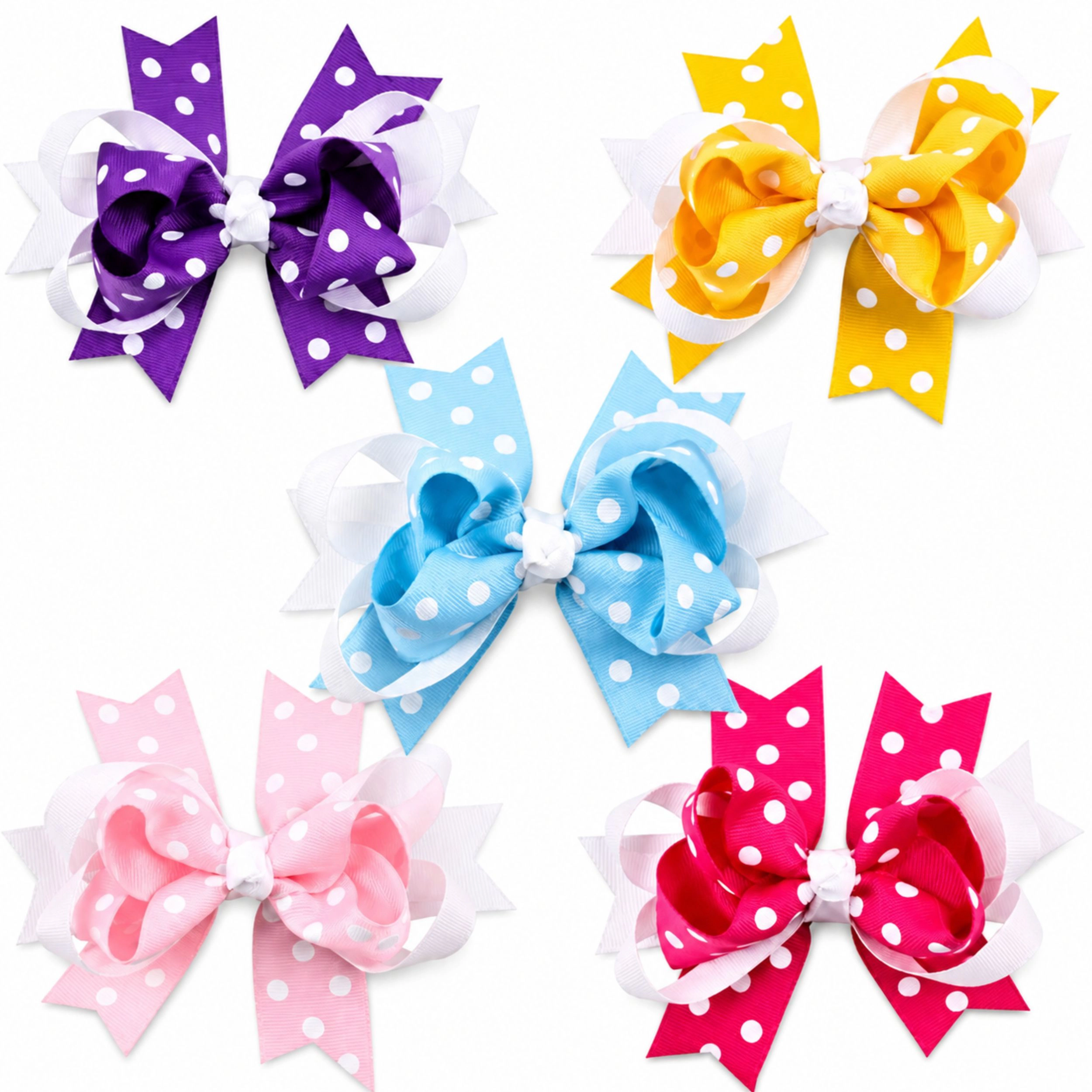 Home Collection 5-Piece Girls Bow Hair Clips Set Cute Bowknot Barrettes