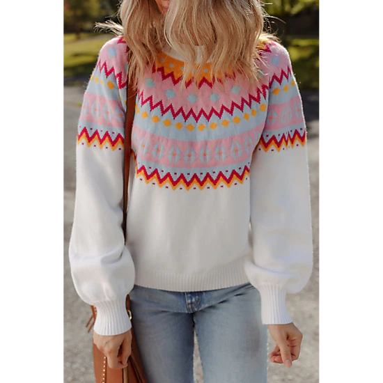 Threaded Pear Women's Avery Print Drop Shoulder Sweater