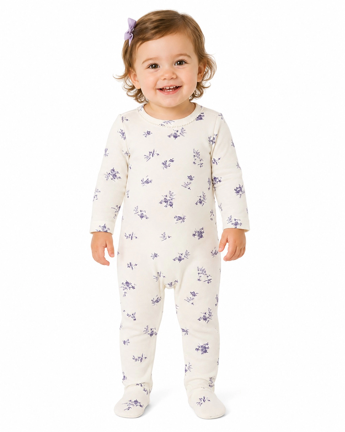MeMoi Baby and Toddler Girls Floral Toile Rayon from Bamboo Blend Footie