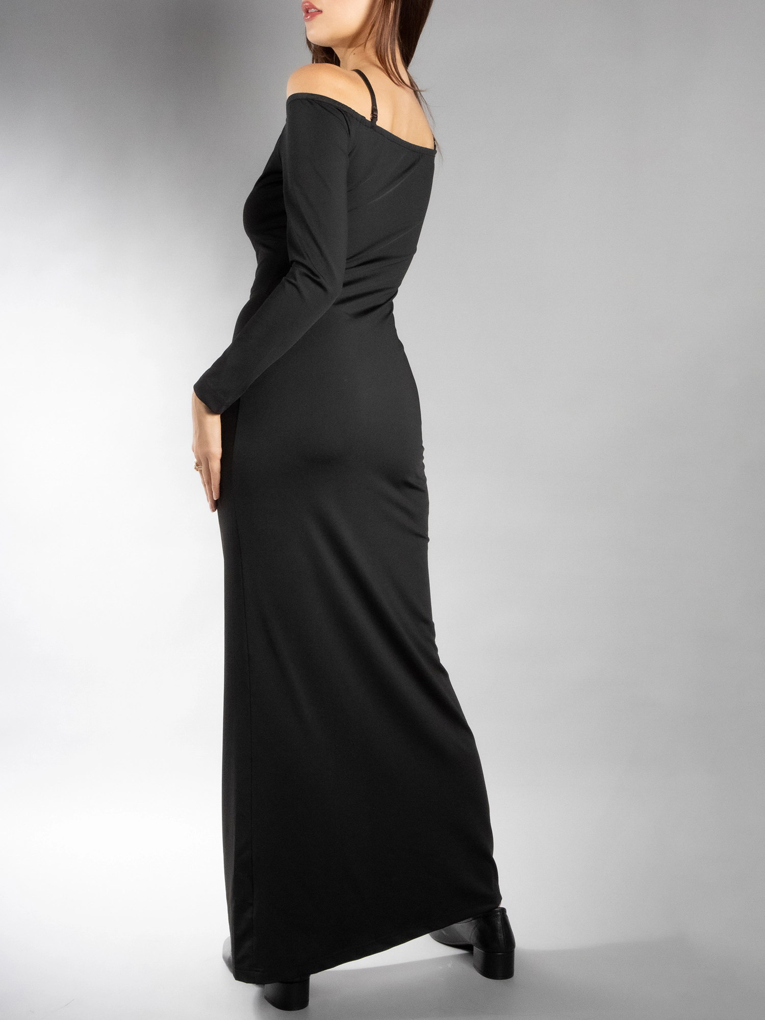 JESS by Meiko Women's Flower Embellishment Bodycon Off Shoulder Maxi Dress