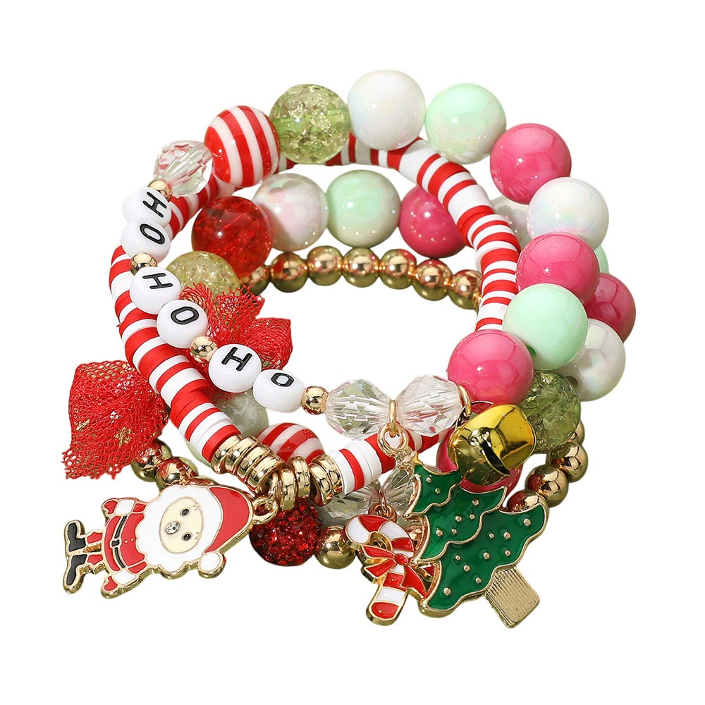FASHNZFAB 4PCS - Message Beaded Stretch Multi Layered Bracelets