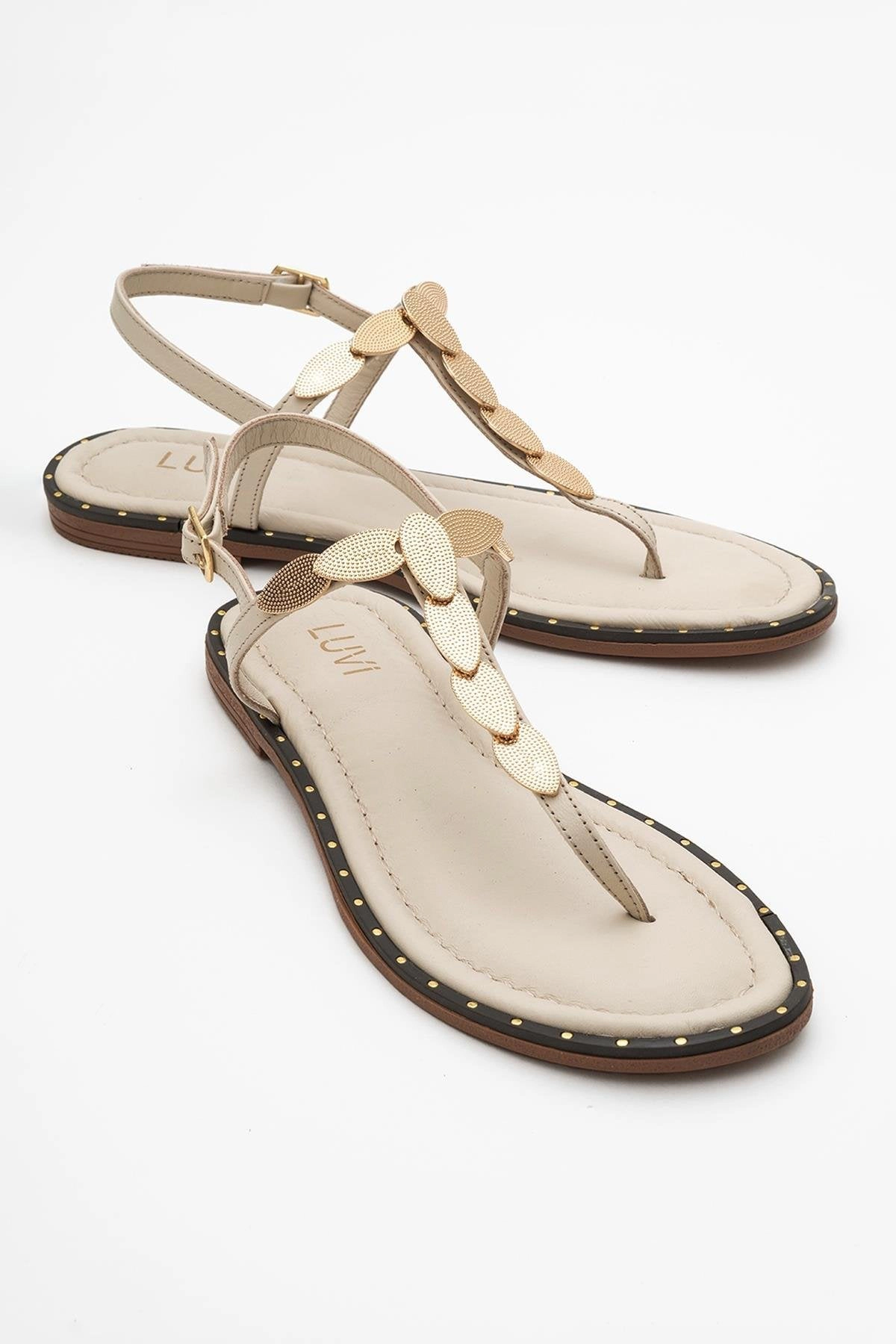 Forever & Always Womens Marea Leather Flat Sandals