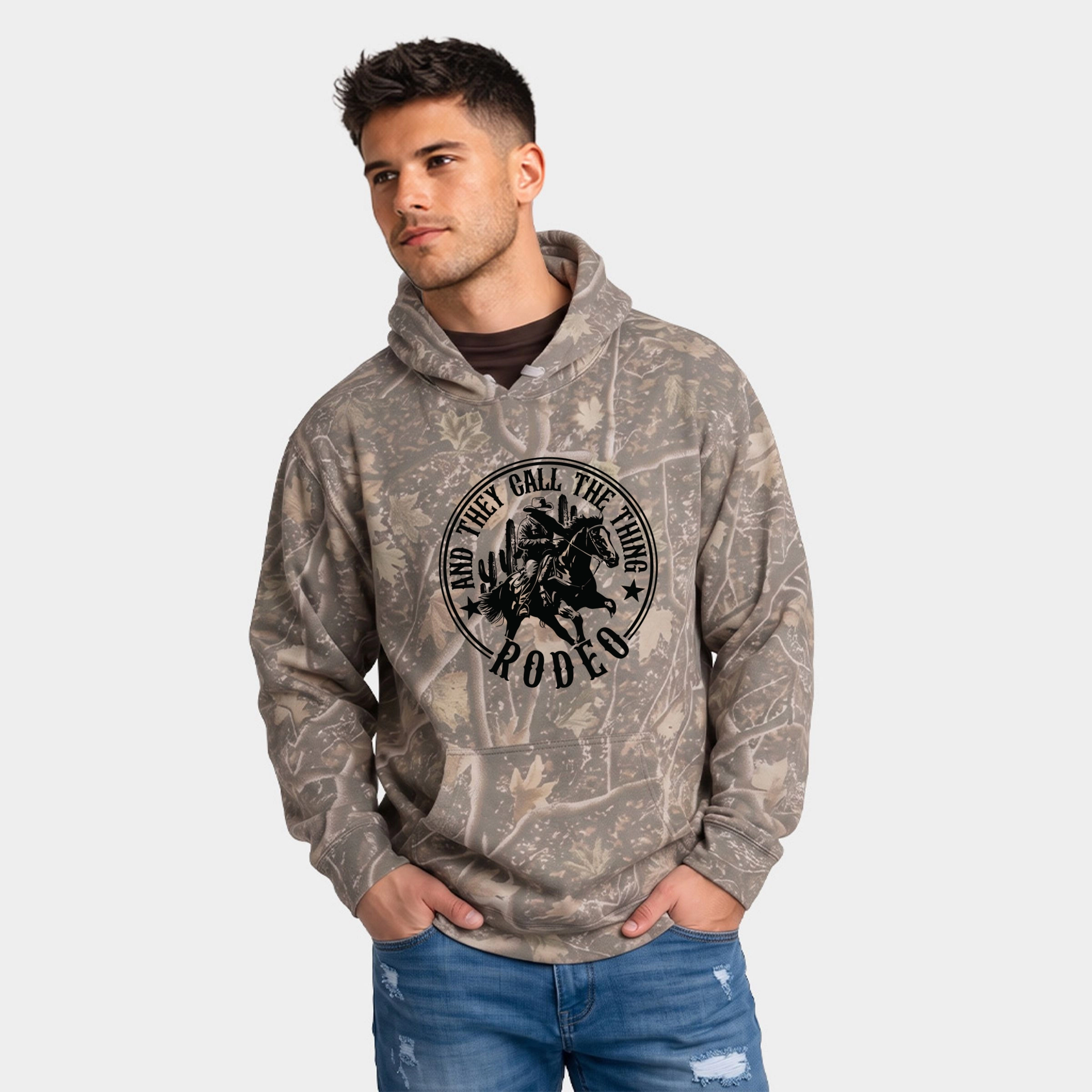 Simply Sage Market - Men's Camo Hoodie Call The Thing Rodeo Circle