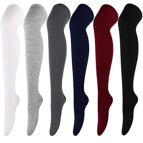 Wardrobe Whimsy Women's Cotton Extra Long Thigh High Boot Socks Over Knee Stockings