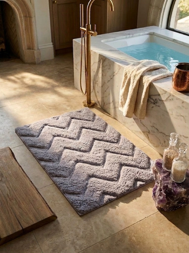 GAURI KOHLI Vantaa Ivory Bath Mat
