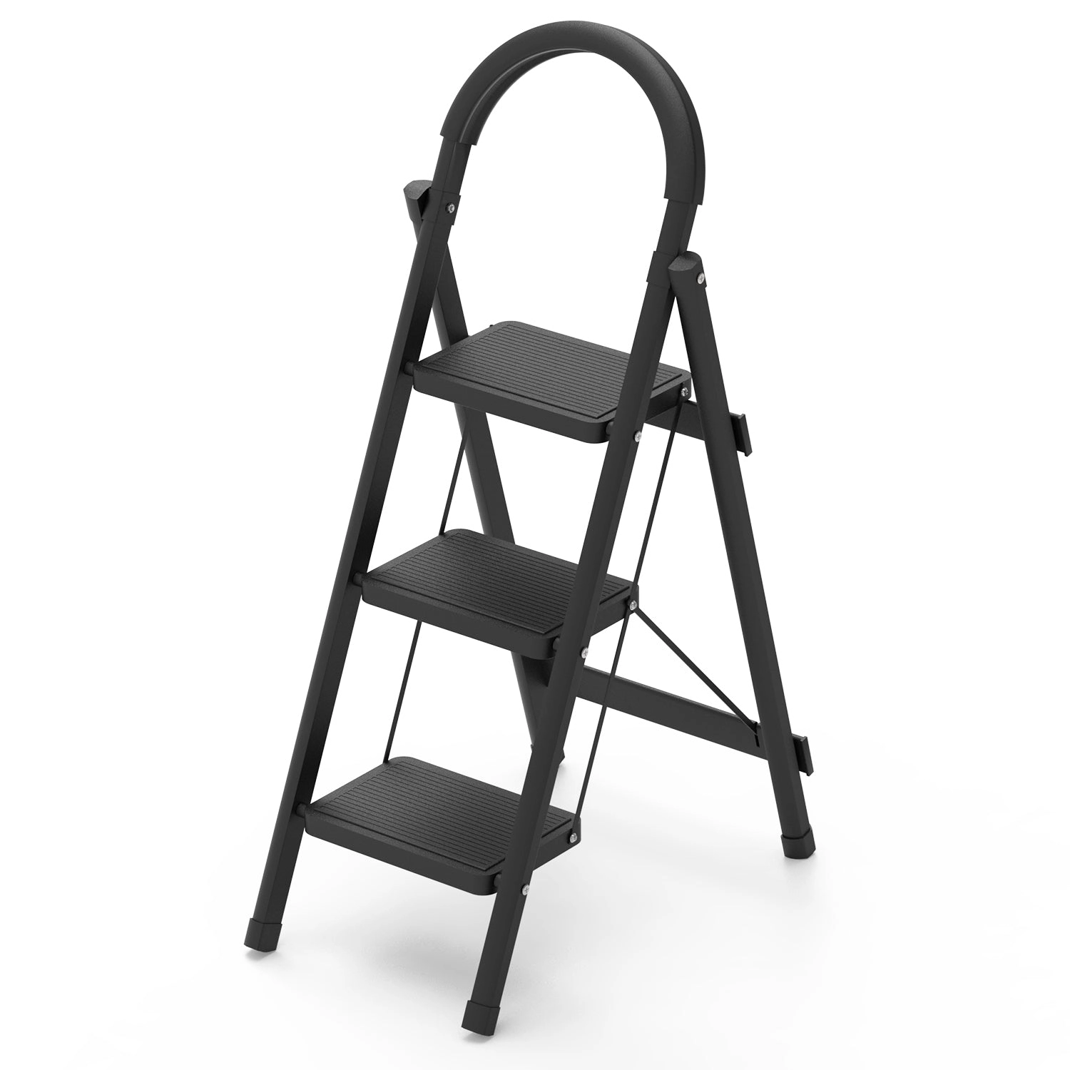 GBruno 3-Step Foldable Ladder With Anti-Slip Pedal