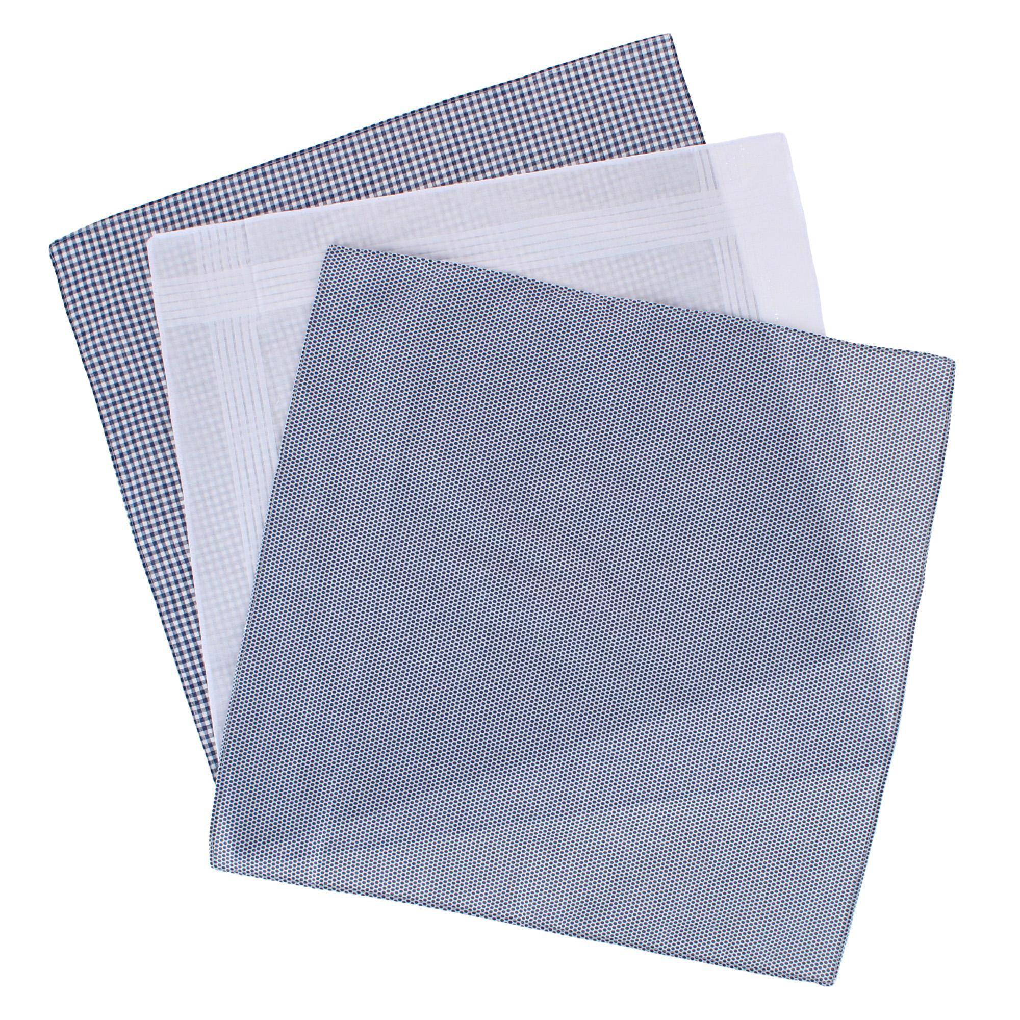 Essentials by Trafalgar Classy Dot and Check Patterned Blues Handkerchiefs