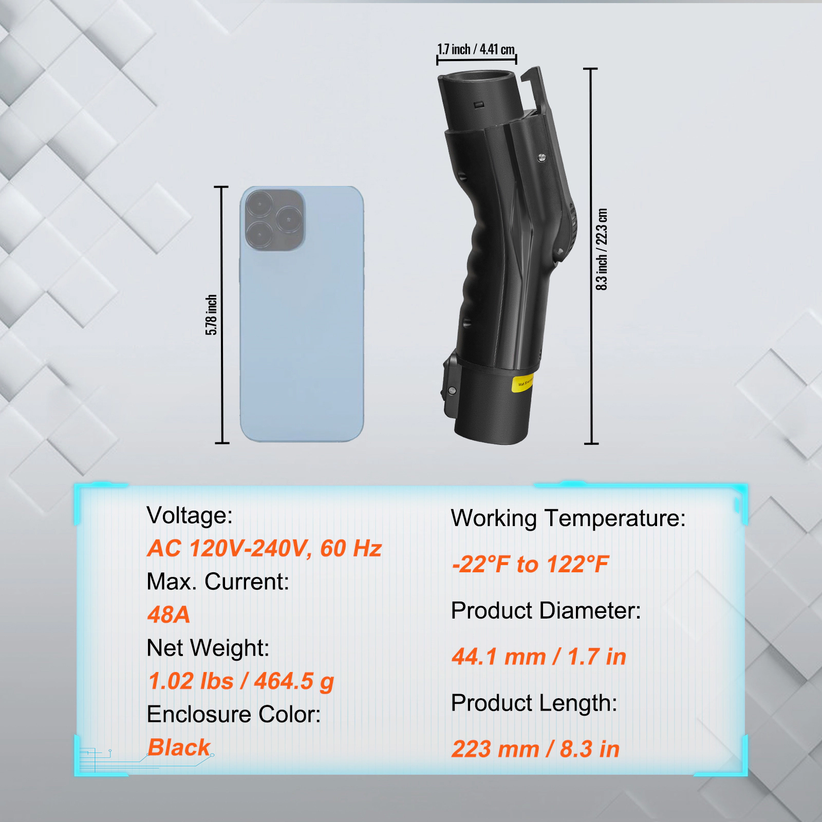 HONGGE J1772 to Tesla Charging Adapter with Storage Bag, Anti-Drop Lock, IP65