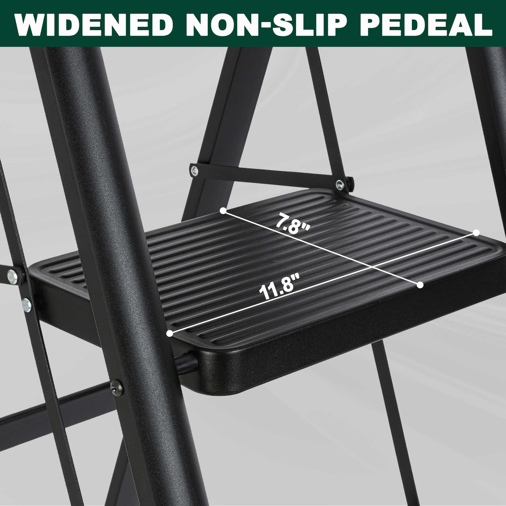 XJ 5 Step Ladder- 330lb Capacity Steel Foldable Step Stool (Black)