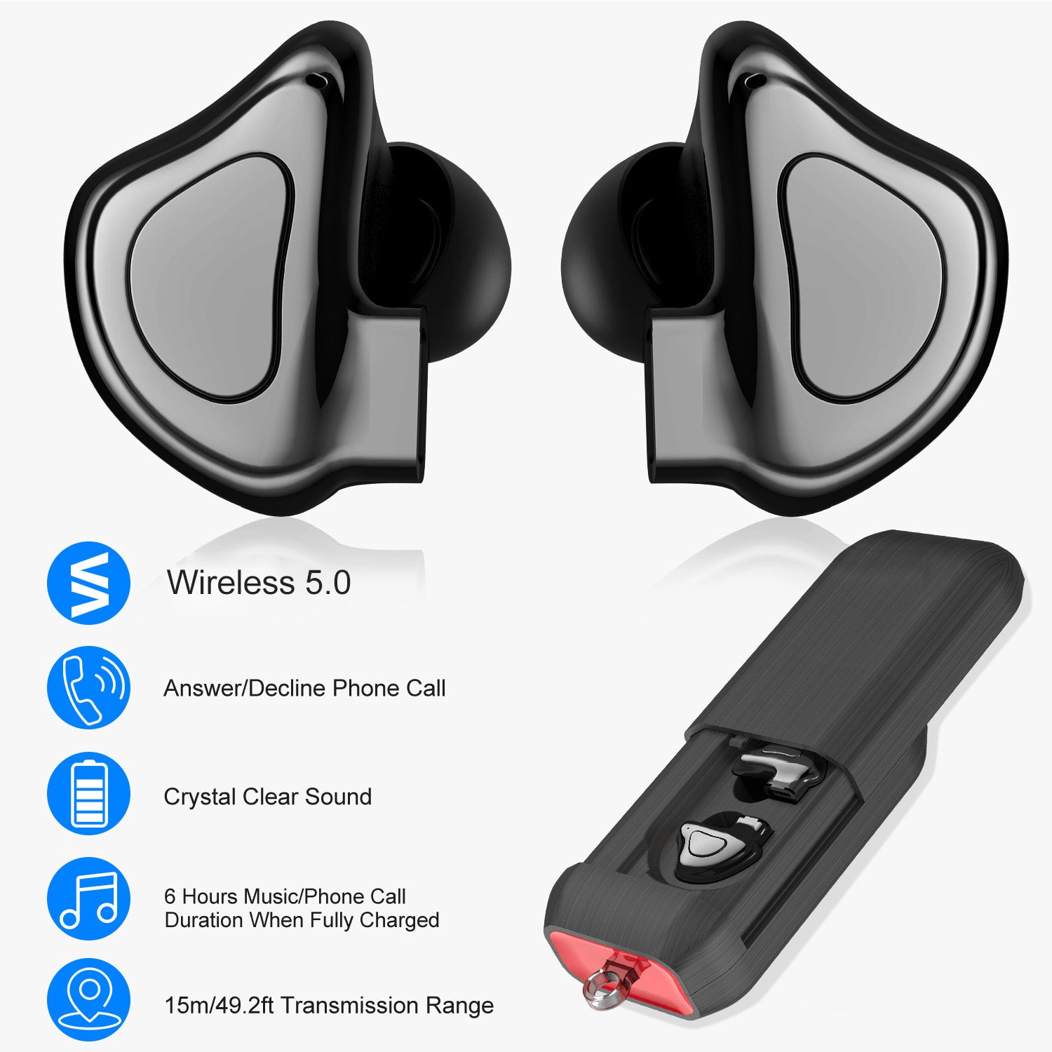 GBruno Wireless 5.0 Earbuds With Charging Dock