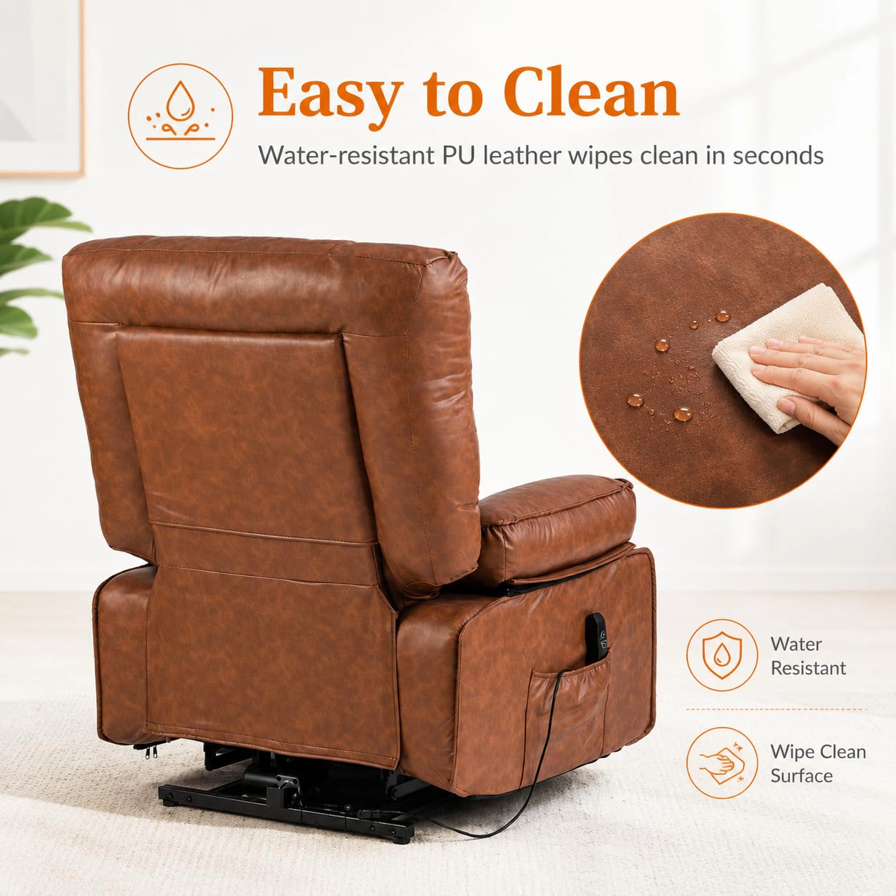 BebreezChic Single-Motor Power Lift Recliner Chair,BROWN