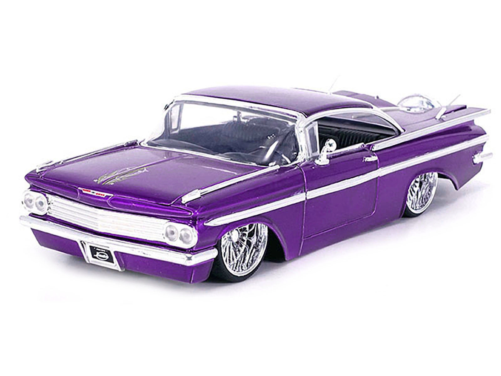 Jada 1959 Chevrolet Impala Lowrider Candy Purple With Dub Wire Wheels "Street Low" Series 1/24 Diecast Model Car
