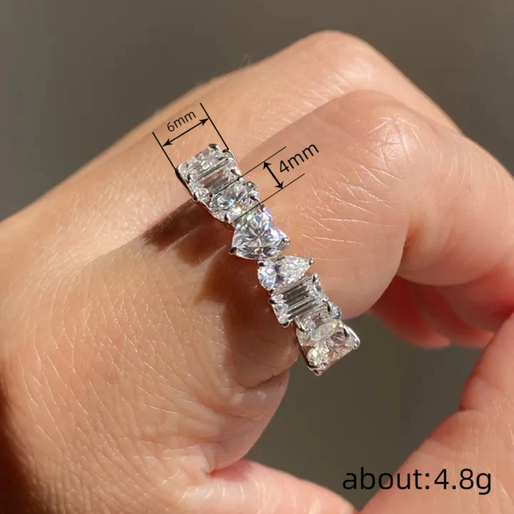 Women Cubic Zirconia Ring Bridal Eternity Wedding Band Ring