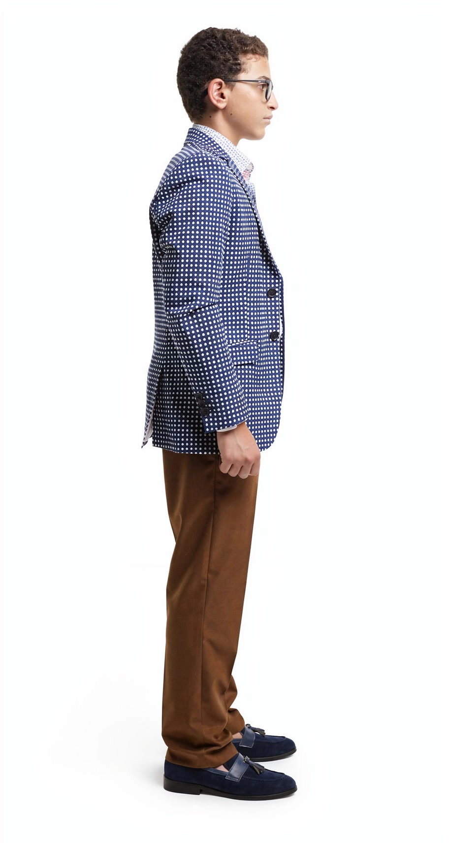 Elie Balleh Boys Slim Fit Checked Blazer