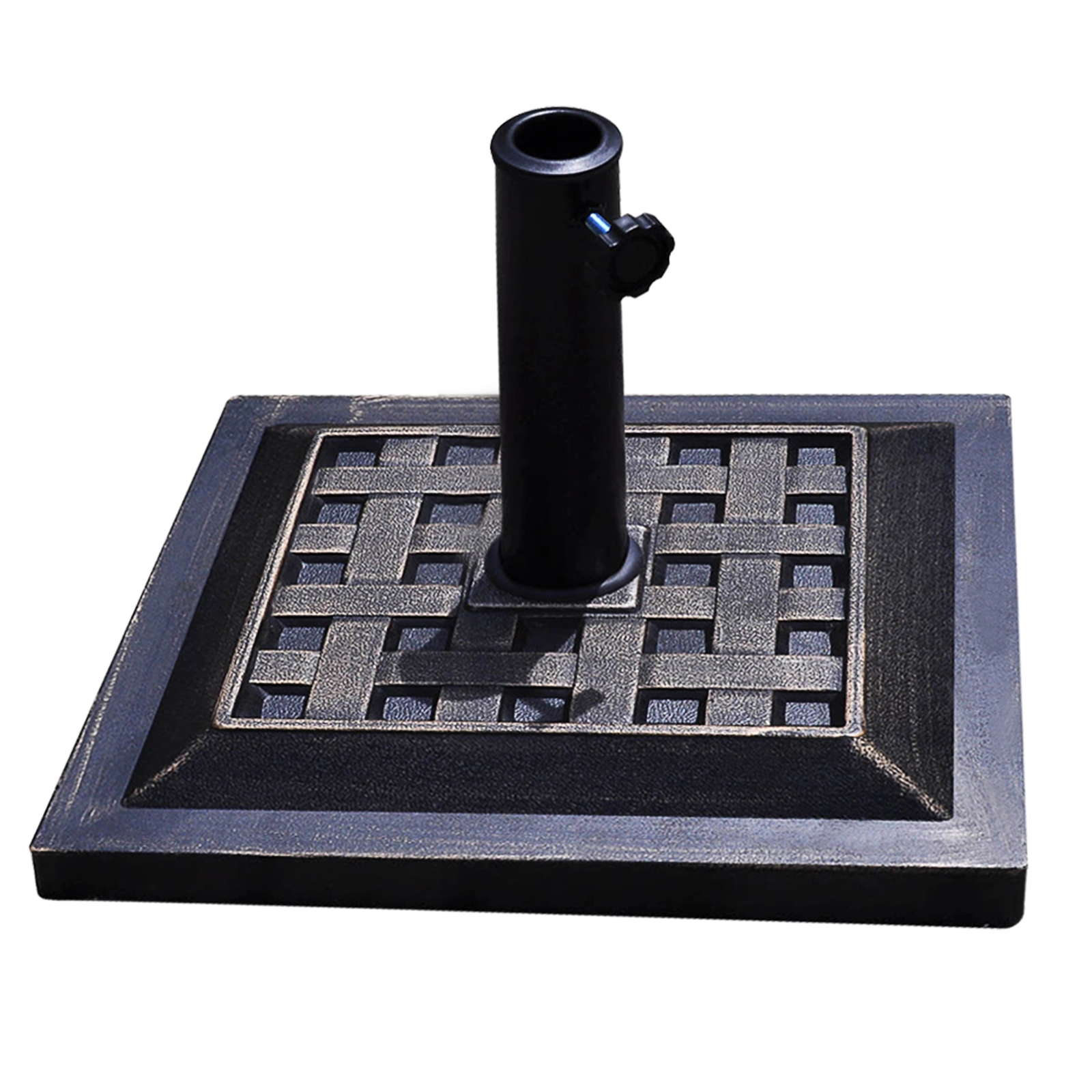 Slickblue Outdoor Market Umbrella Holder Base with Steel Upright, Bronze Square Design