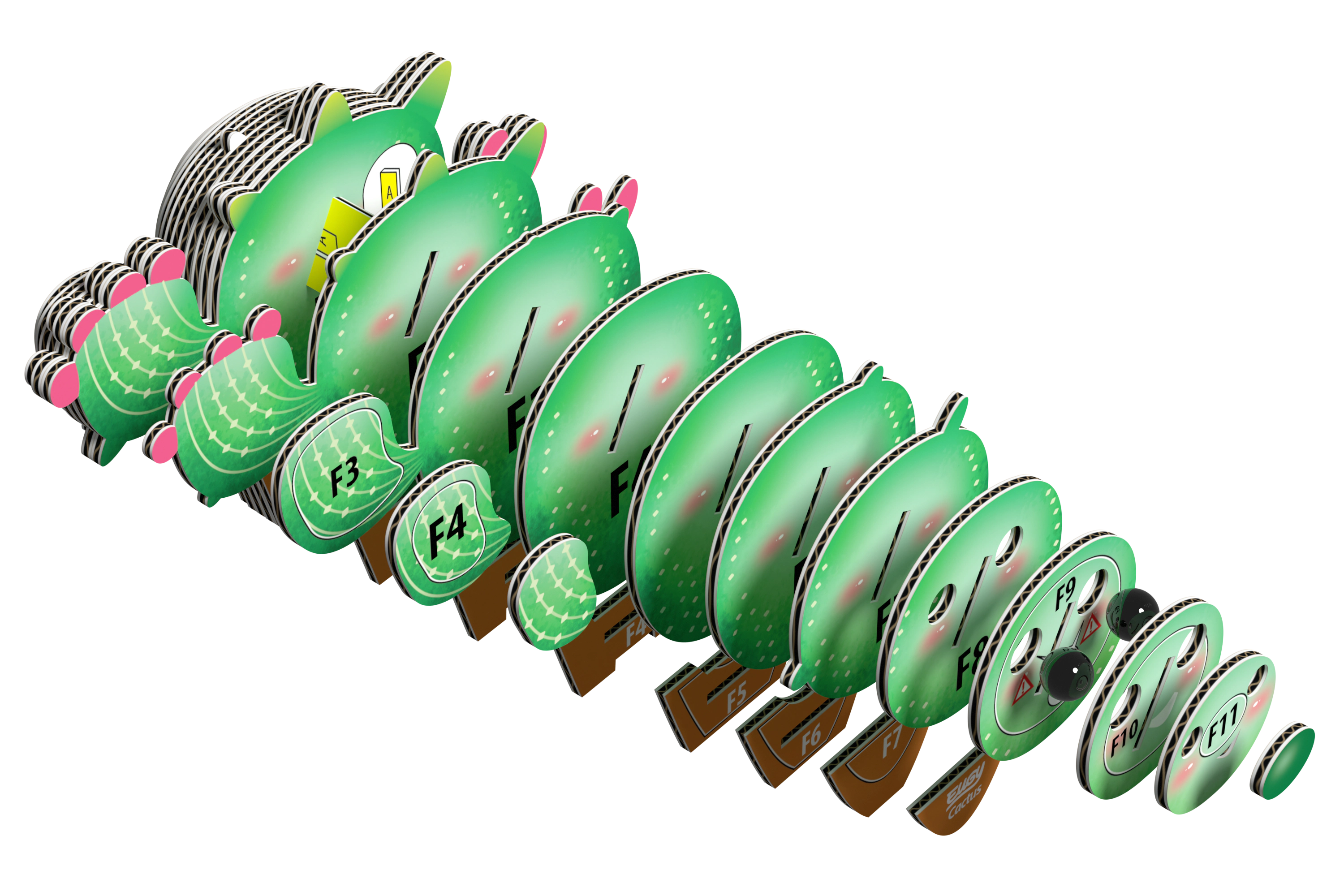 EUGY Cactus 3D Puzzle - contains 44 puzzle pieces