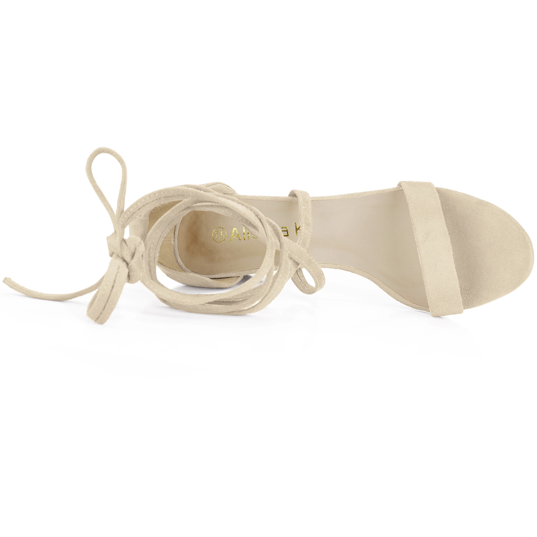 BLISSFUL STEP Women's Open Toe Lace Up Mid Chunky Heeled Sandals