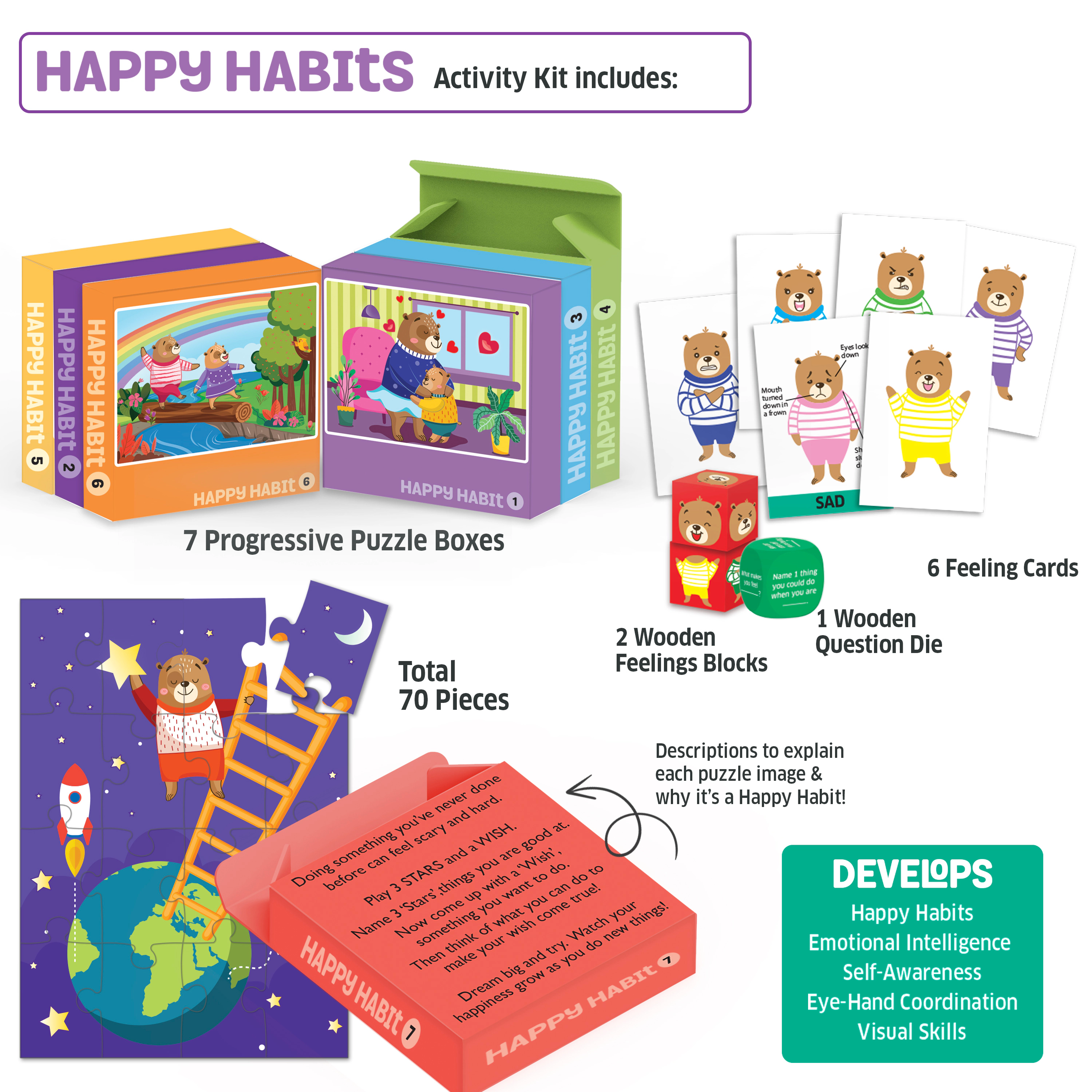 Chalk & Chuckles Happy Habits Puzzle Activity -includes 7 different puzzles