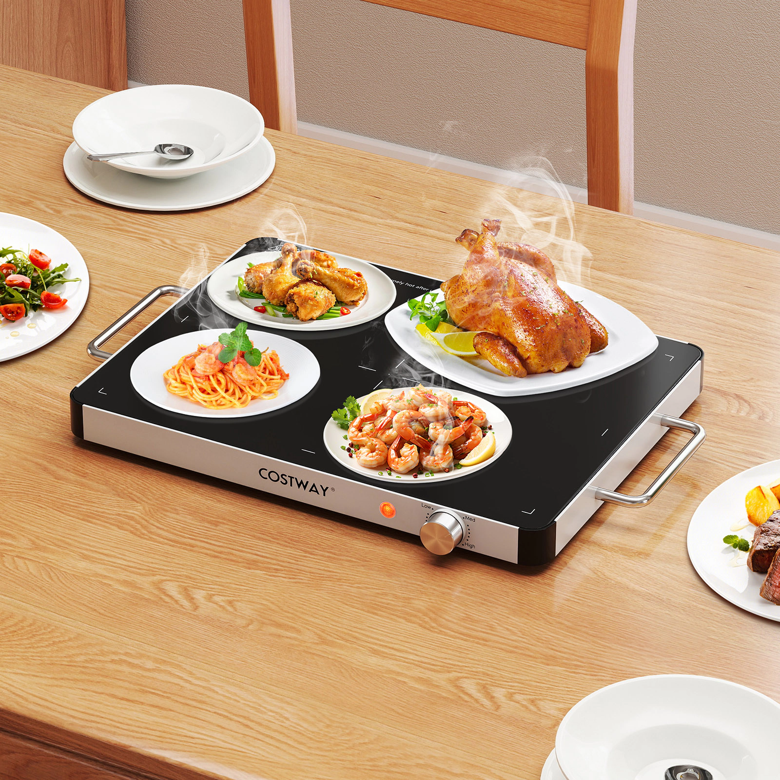 LJG Electric Warming Tray Food Warmer with Adjustable Temperature Control