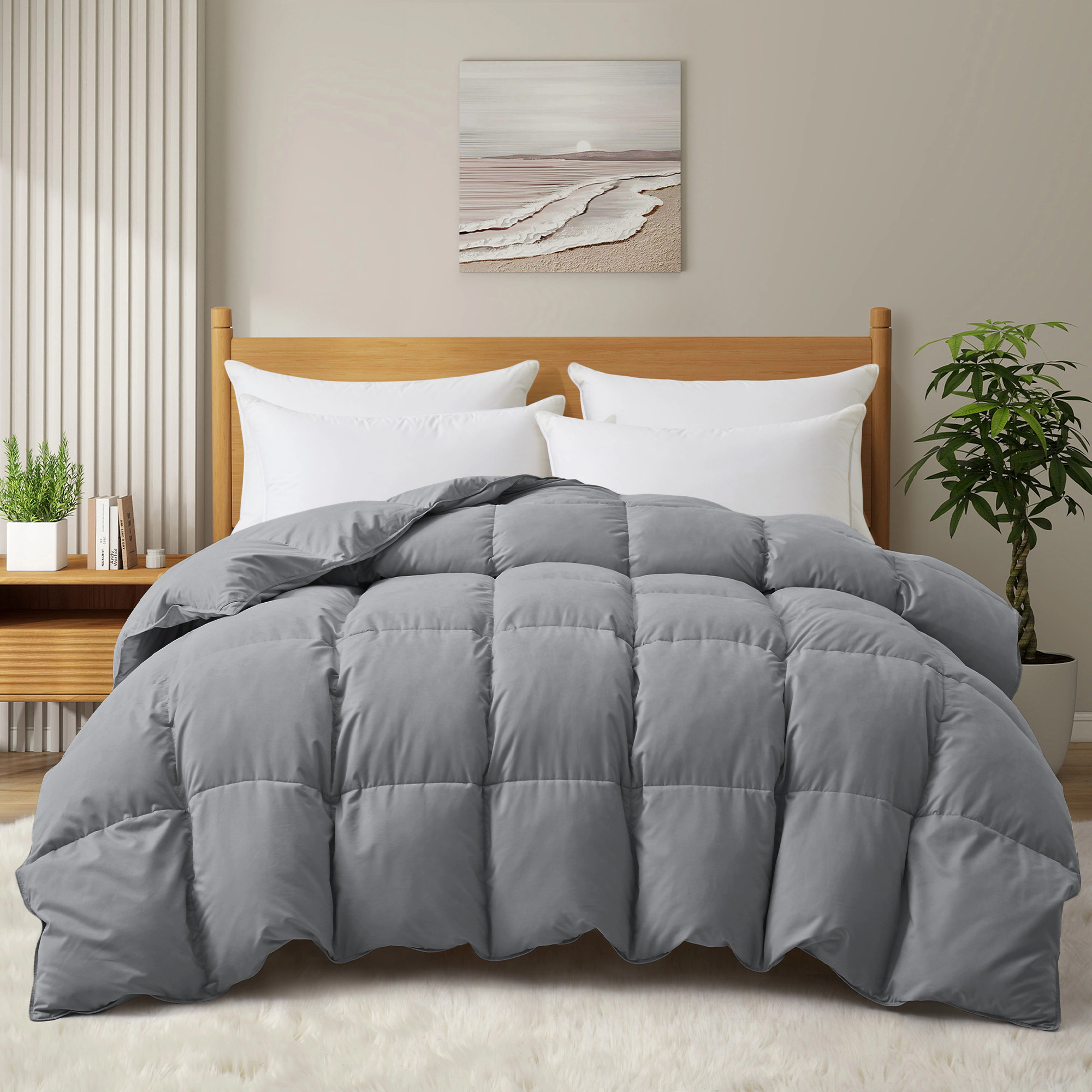 PEACENEST Winter Warm Feather Fiber Comforter Plush Cozy Bedding Insert