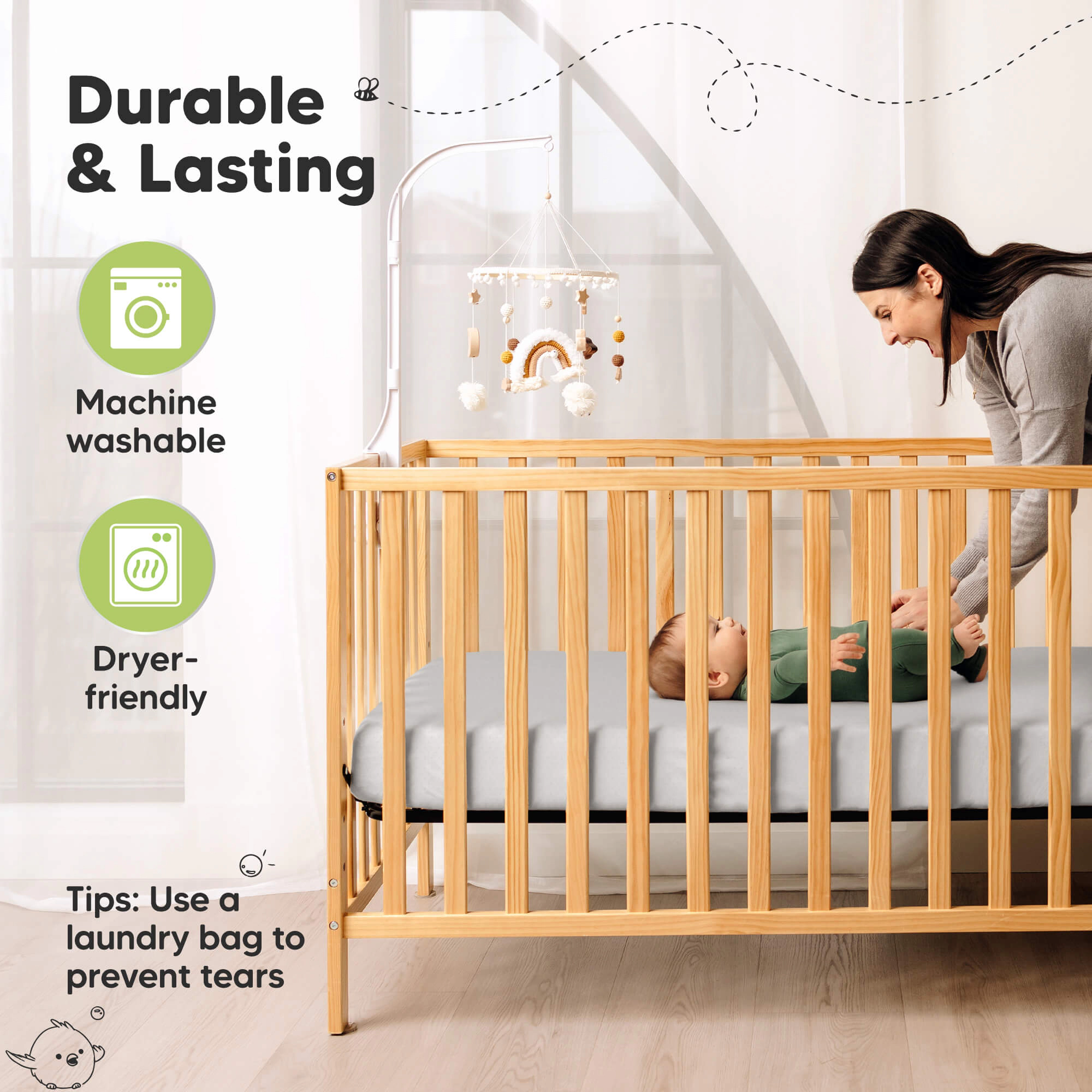 KeaBabies 2-Pack Aereo Fitted Crib Sheets